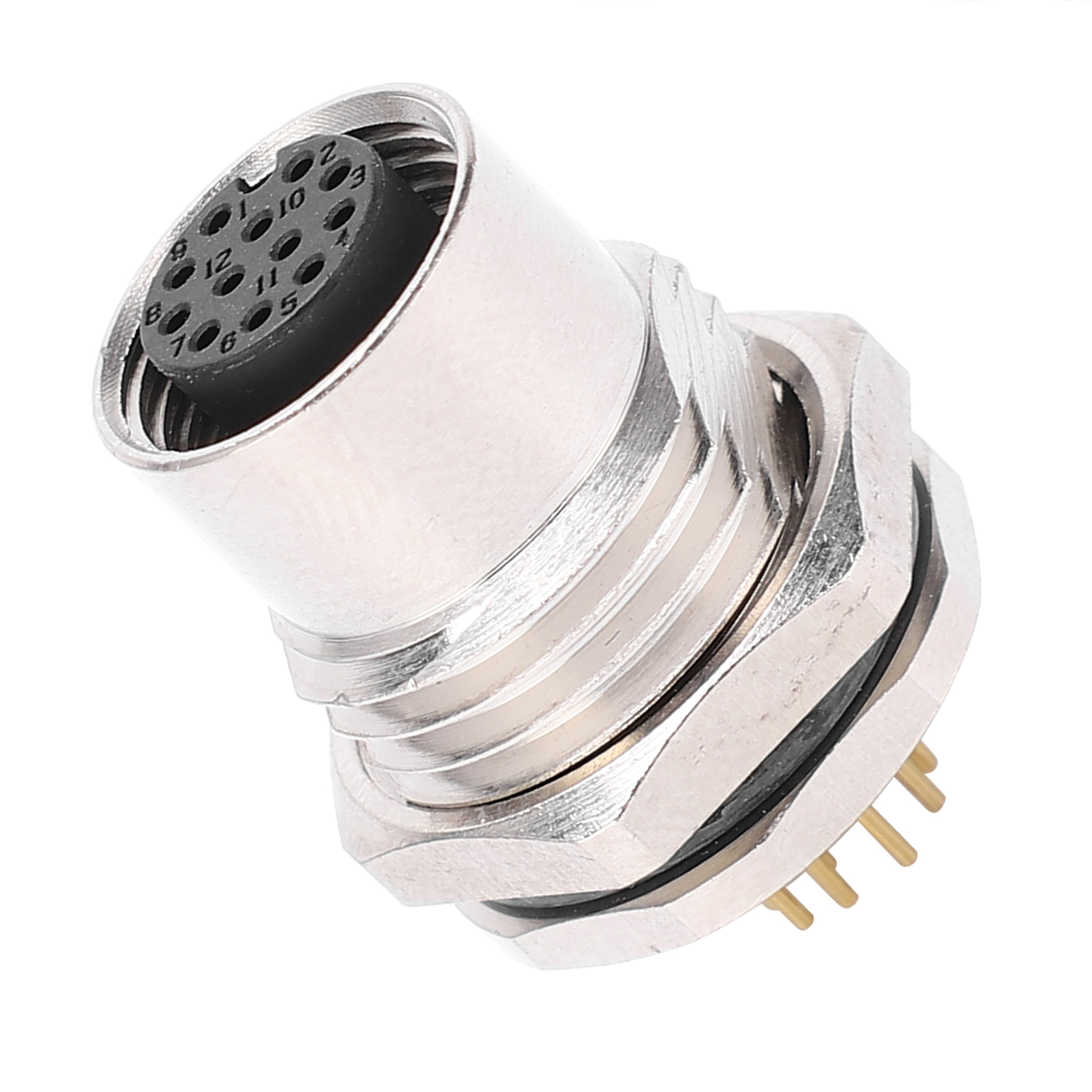 Klinkenbuchse Für Frontplattenmontage, Loch F1, Lötanschluss, Metallstecker, 12-polig, Wasserdicht Ip67, M12‑f1‑s12