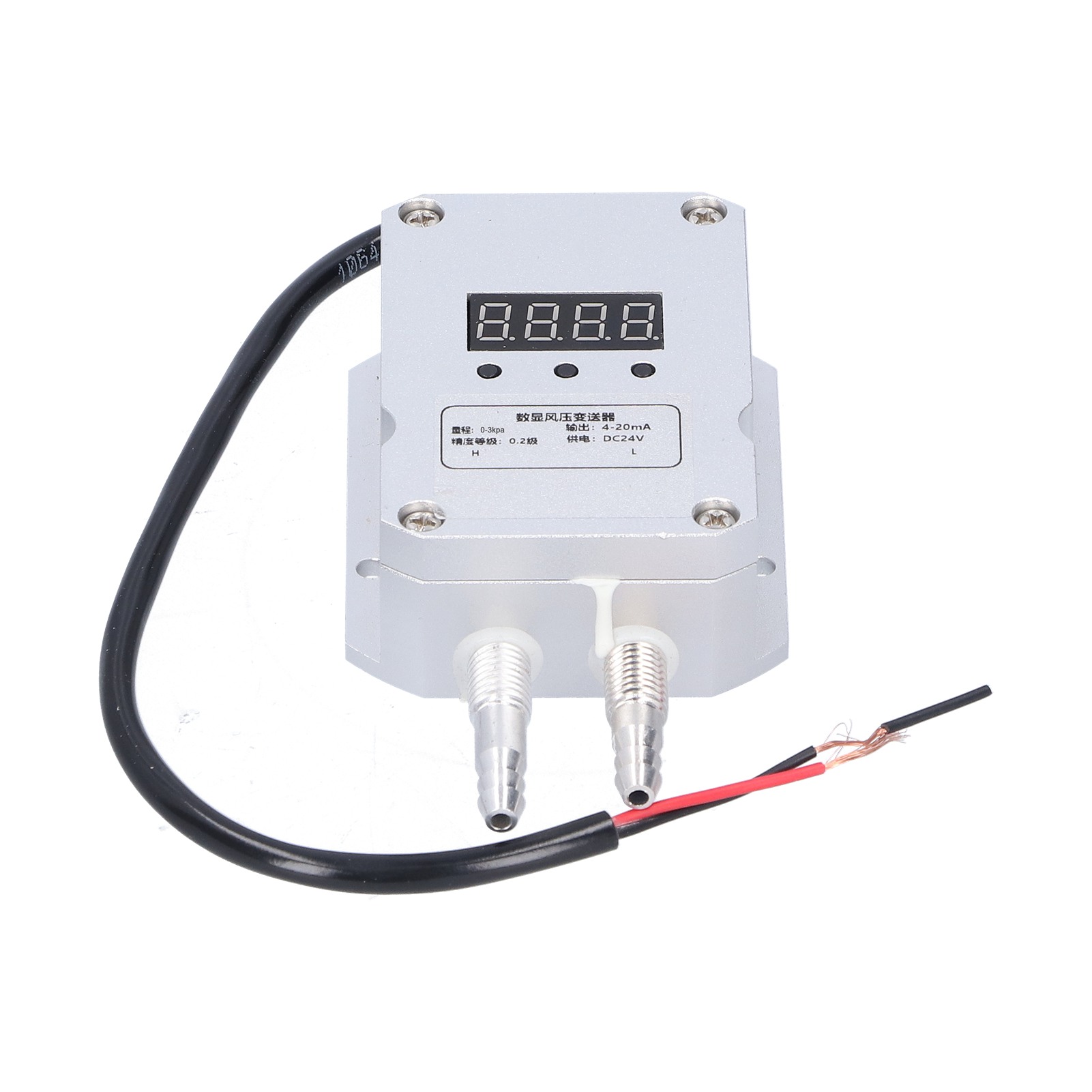 Winddrucktransmitter, Silberfarbenes Digitaldisplay, Differenzialsensor, 4–20 Ma Dc, 24 V, 0–3 Kpa