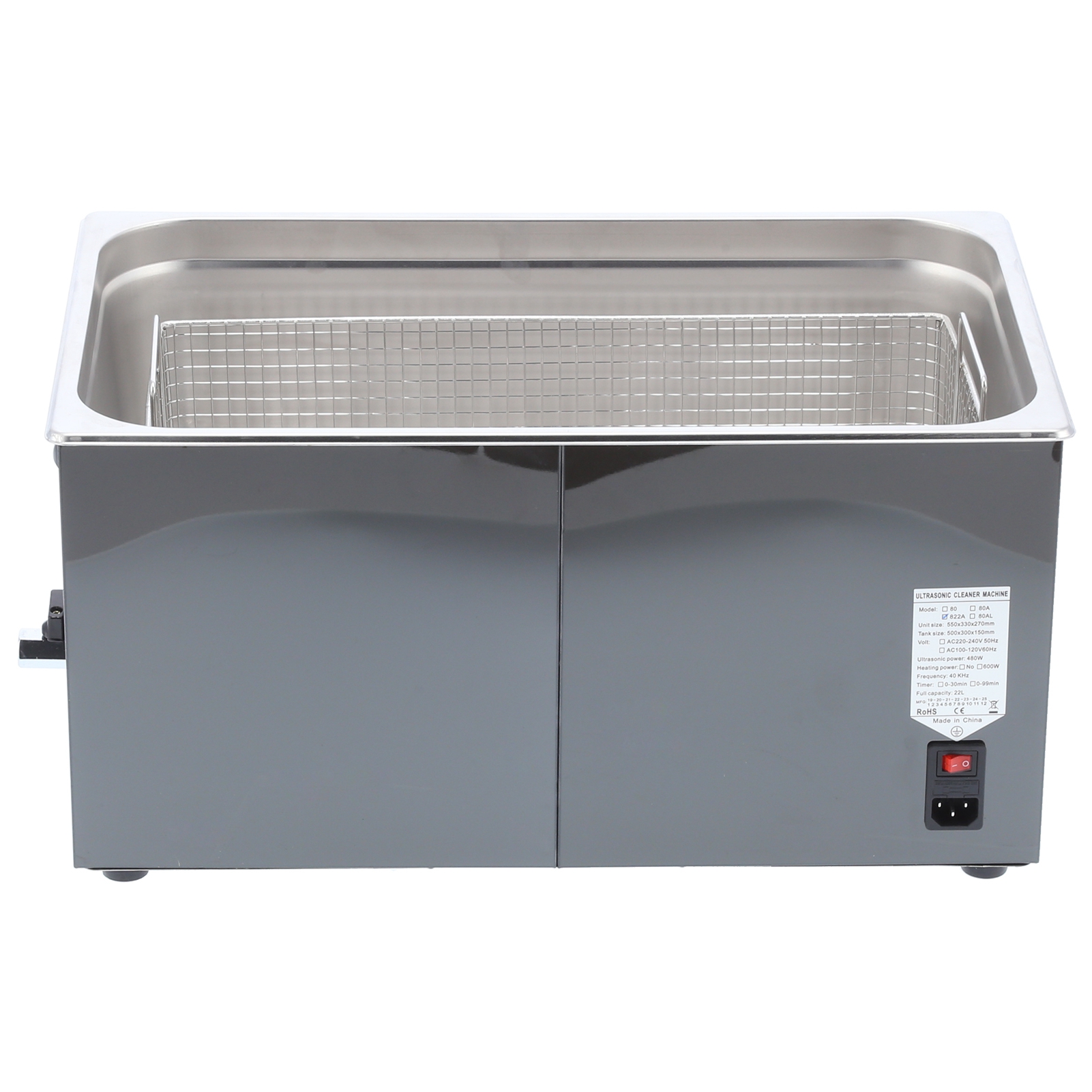 22-liter-ultraschallreiniger, Edelstahl, Digitalanzeige, Industriereinigungsmaschine Ym-822aeu, Stecker 220 V