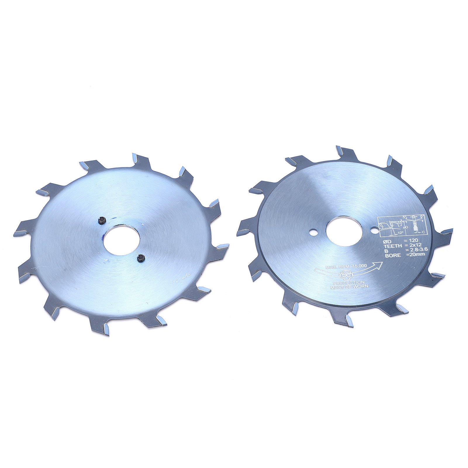 2 Stück Hartmetall-sägeblätter 120x20-24w 2x12t Holzbearbeitungs-sägewerkzeug Für Tischkreissägen