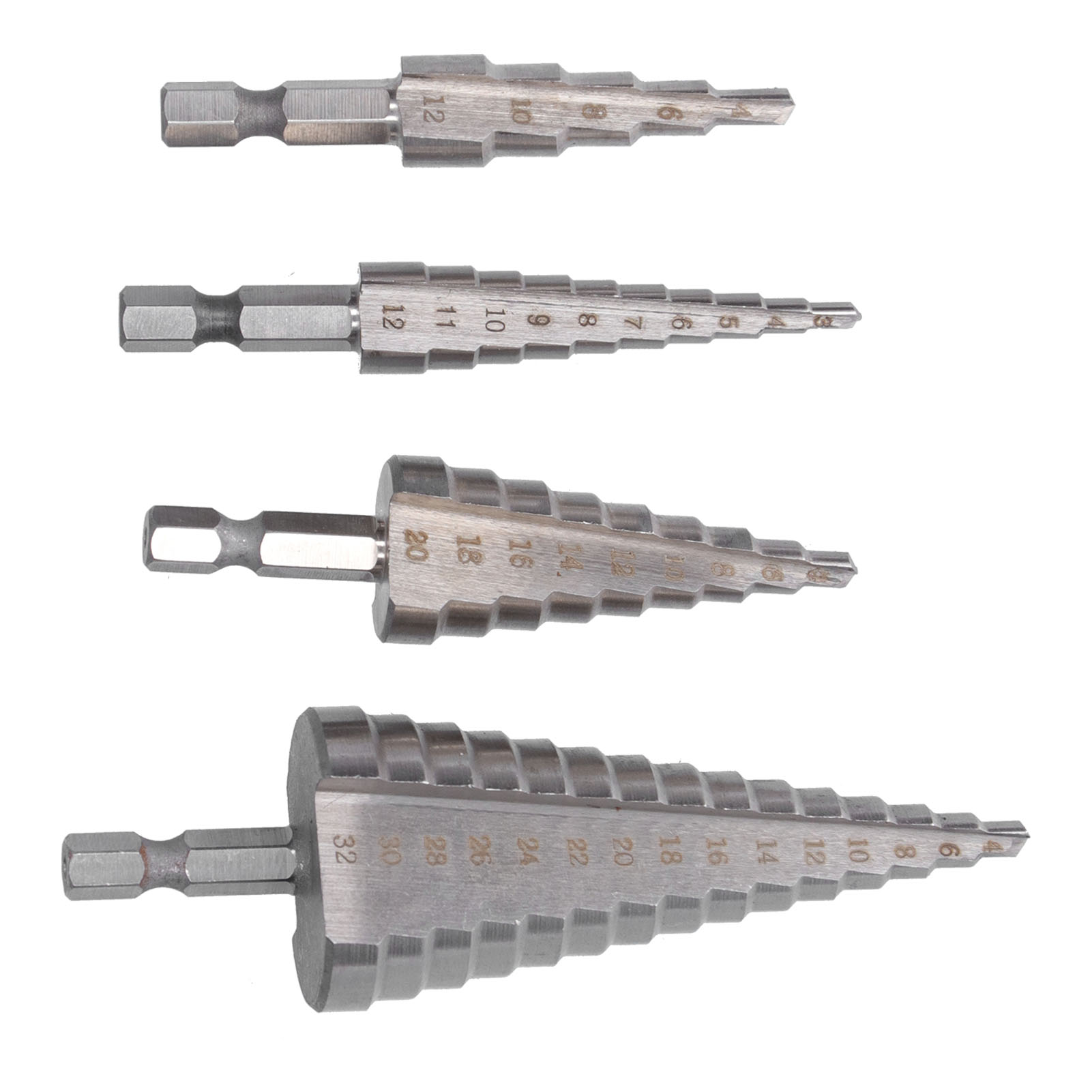 4-teiliges Stufenbohrer-set Aus Robustem Hss-sechskant-nutbohrer Zum Bohren Und Reiben