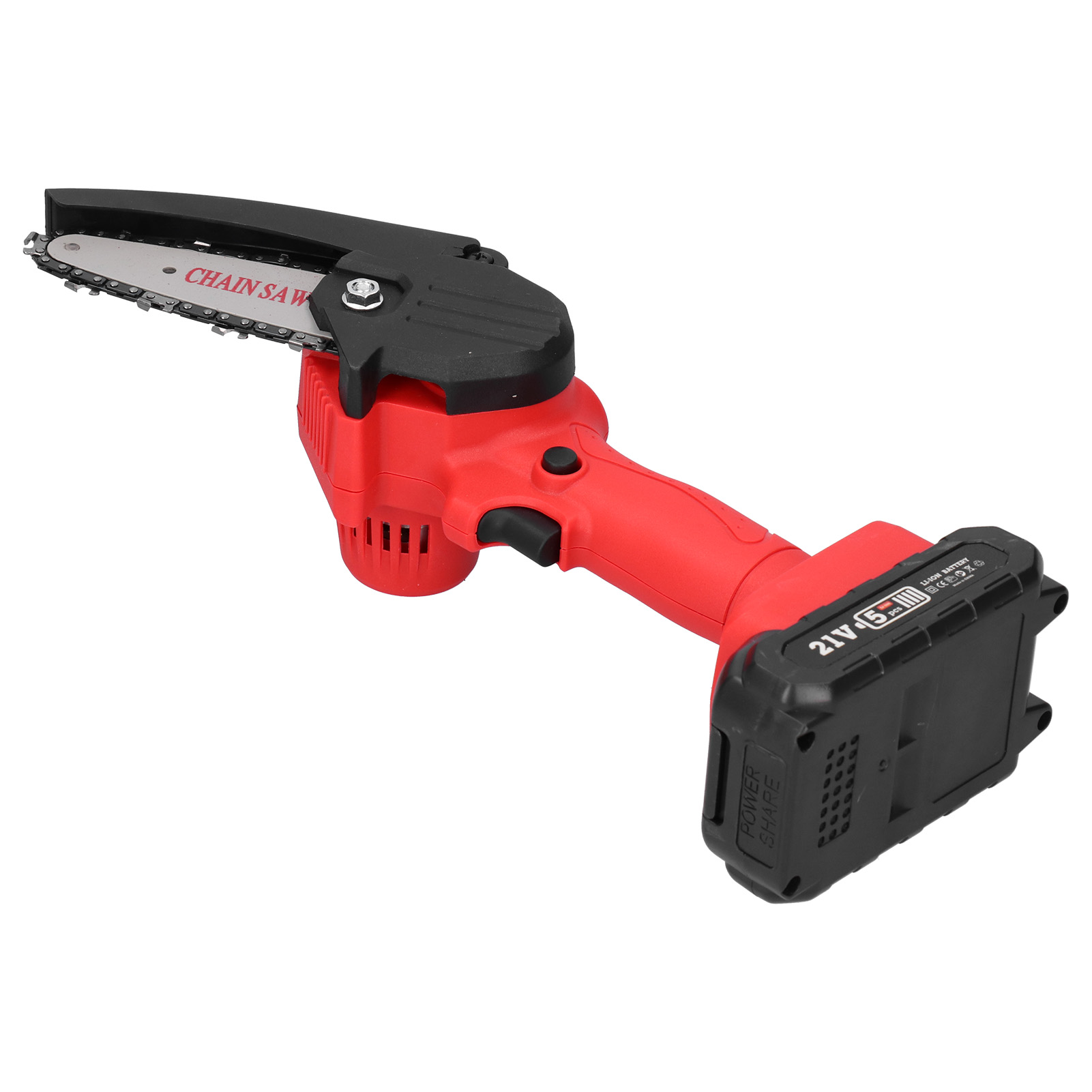 Elektrische Kettensäge, Rot, Mini, Handlich, Wiederaufladbar, Leistungsstark, Für Den Außenbereich, Baumfällgerät, Eu-stecker, 220 V Ac