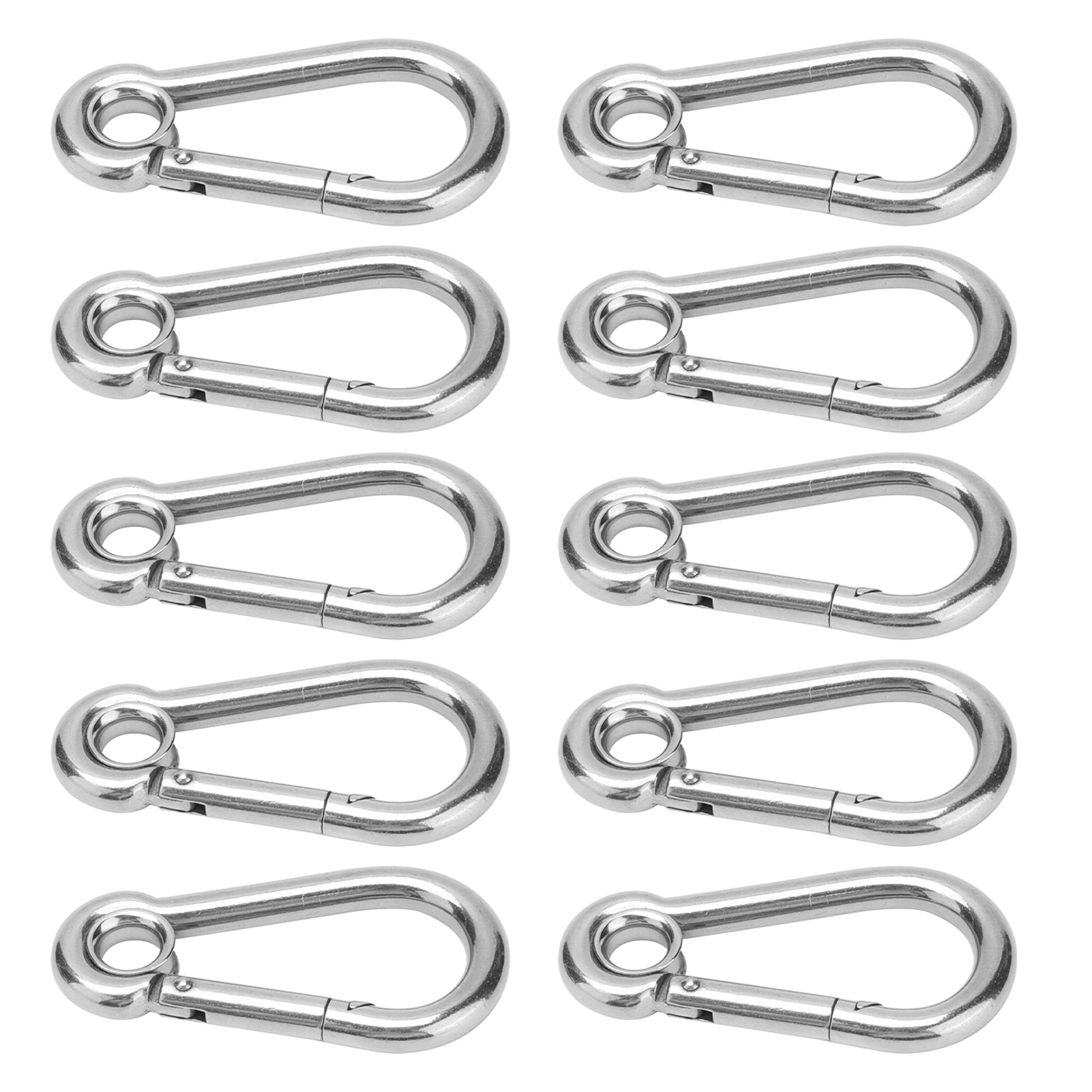 10 Stück Karabinerhaken Aus Edelstahl, Sicherheitsseil, Federkarabiner, Hängeschnallenzubehör M8 (8 Mm)