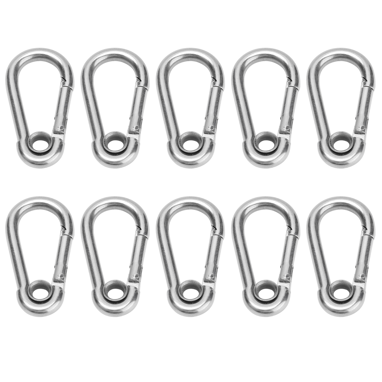 10 Stück Karabinerhaken Aus Edelstahl, Sicherheitsseil, Federkarabiner, Hängeschnallenzubehör M6 (6 Mm)