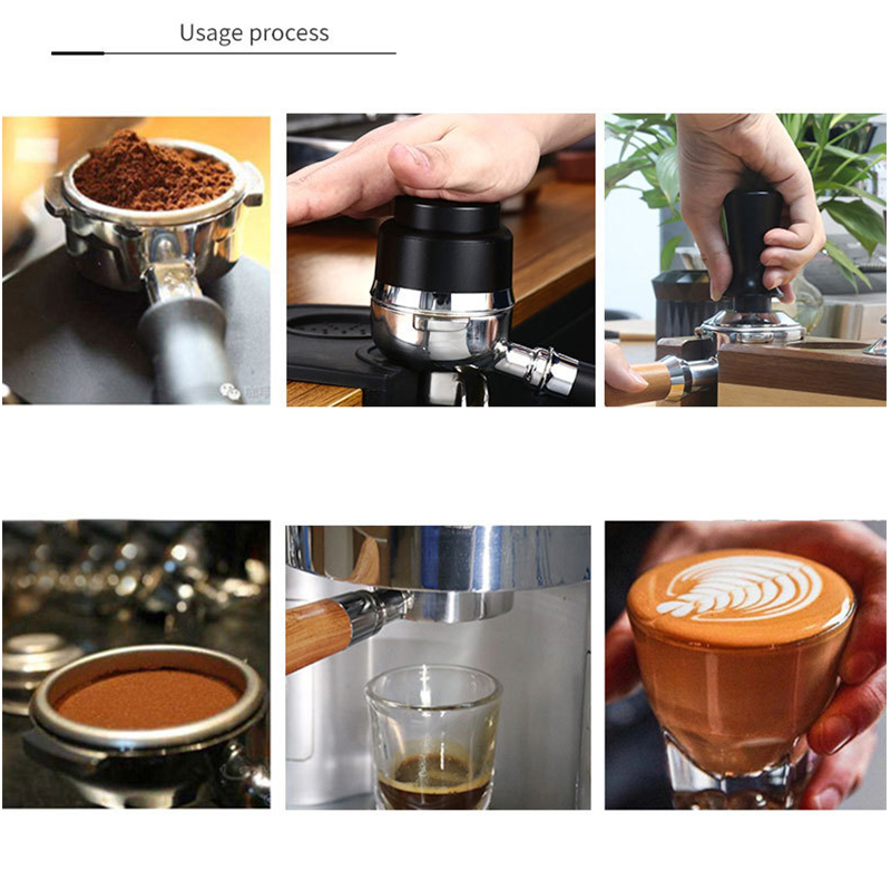 Elastischer Kaffeetamper Aus Edelstahl Mit Konstantem Druck Und Federmechanismus, 2. Generation, Schwarz, 51 Mm / 2,0 Zoll