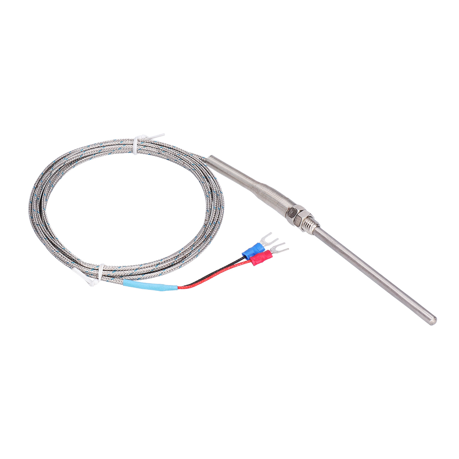K-typ-thermoelement-temperatursensor, Wärmesonde Aus Edelstahl, 0600℃, Wrnt187 (rot-schwarz-leitung, 2 Meter)