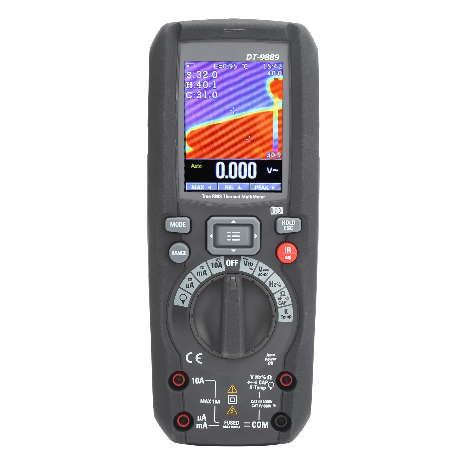 Digitales Wärmebildmultimeter, Industrietauglich, True-rms-wärmebildmultimeter, 6000 Messwerte, Eu-stecker, 100–240 V