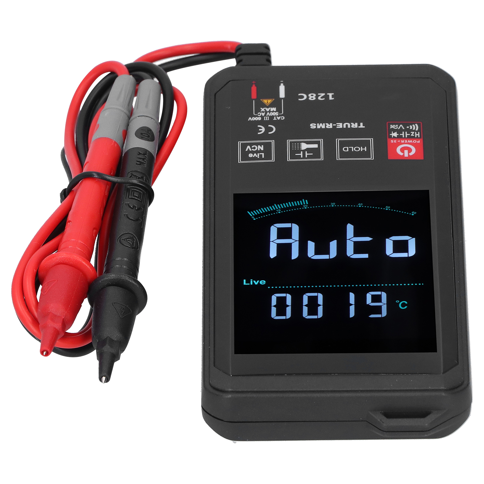 Hy128c Intelligentes Multimeter Mit Touchscreen, Digitalem Multidisplay, Frequenz- Und Temperaturanzeige, Schwarz