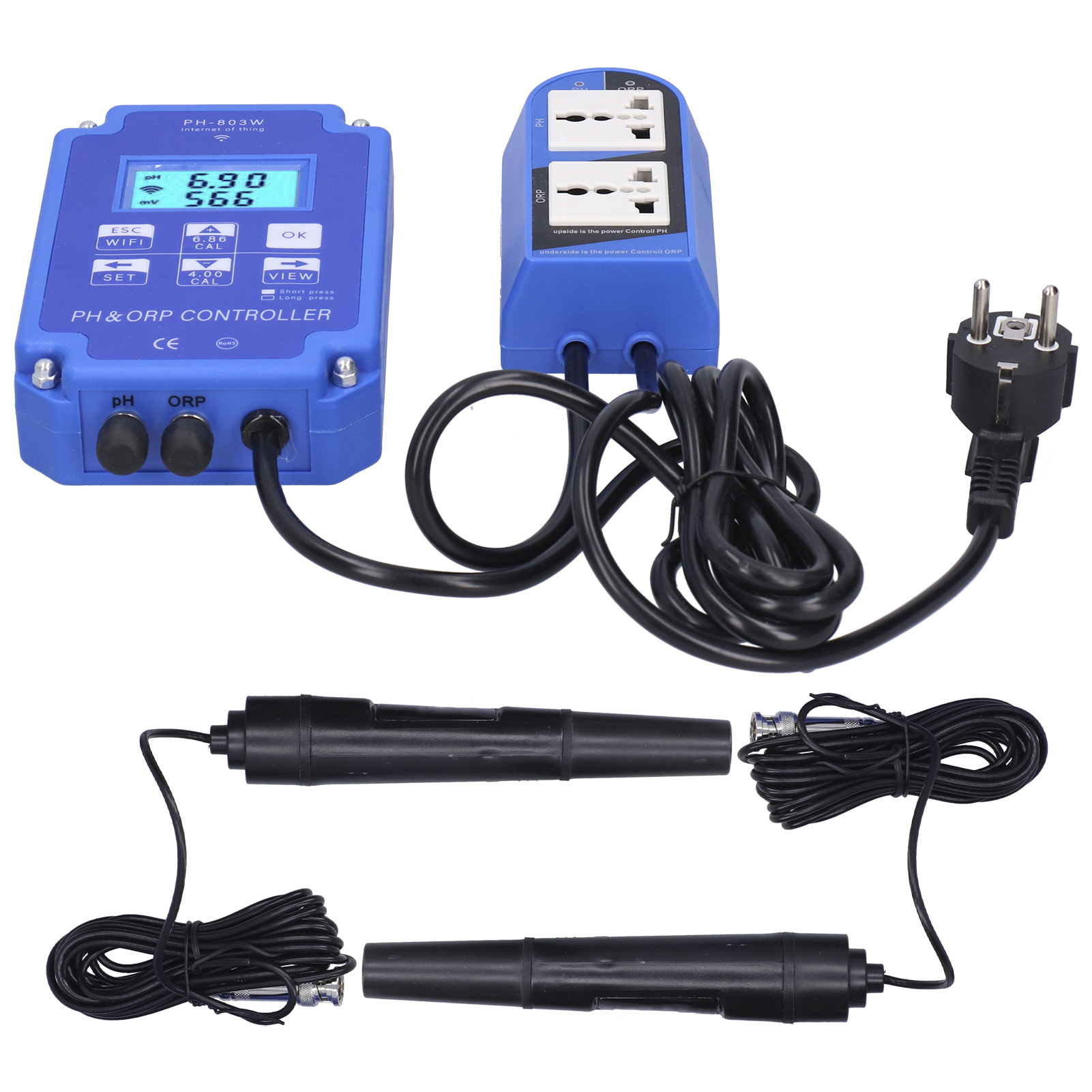 Ph-803w Ph- Und Orp-regler, Säure- Und Alkalitätsregler, Wasserqualitätsüberwachungsgerät, Eu-stecker, 250 V