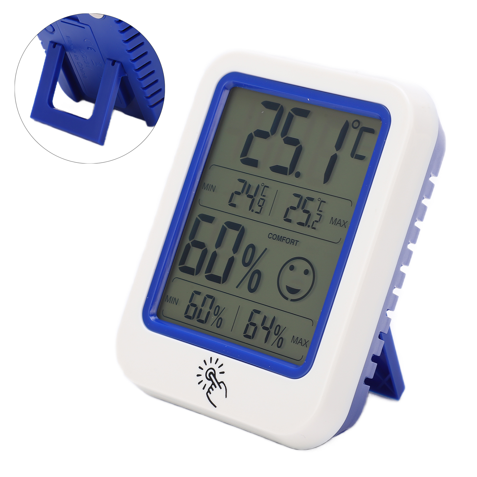 Ow-159 Digitales Lcd-thermometer Mit Temperatur- Und Feuchtigkeitsanzeige, Hintergrundbeleuchtung Und Klapphalterung – Hohe Genauigkeit Für Die Ganze Familie