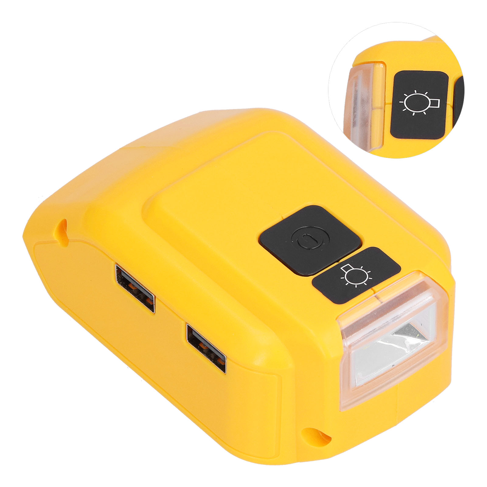 Akkuladegerät-adapter-konverter Mit Led-arbeitsleuchte Für 14v–22v Usb-laden, 12v Dc-ausgang, Dcb090 Mit 12vdc-anschluss