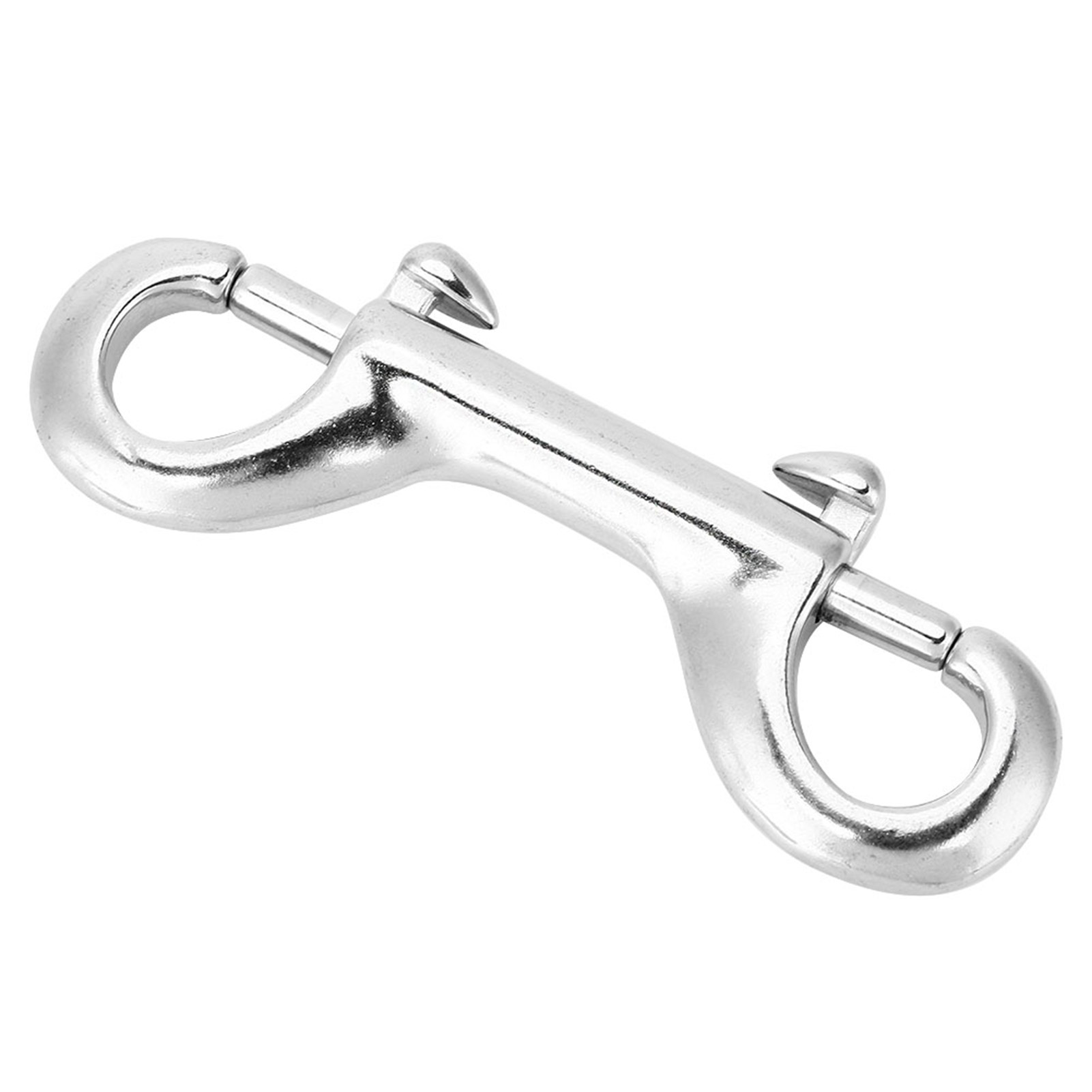Silberner, Robuster Doppelseitiger Karabinerhaken Aus Edelstahl Mit Schnappverschluss Für Taucher (65 Mm)