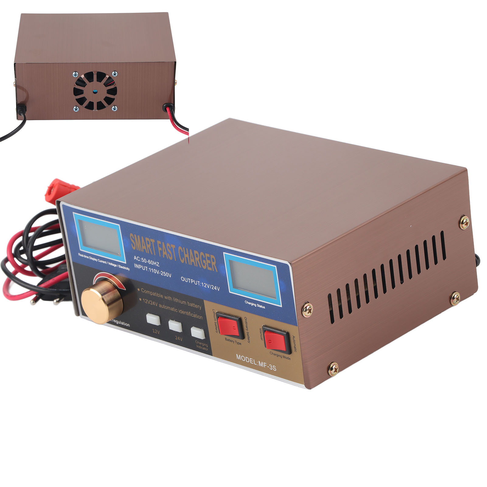 400-w-lithium-batterieladegerät Für 12-v- Und 24-v-kfz-batterien Mit Intelligenter Impulsreparaturfunktion, Netzteil Mf-3s, Ac250v, Eu-stecker