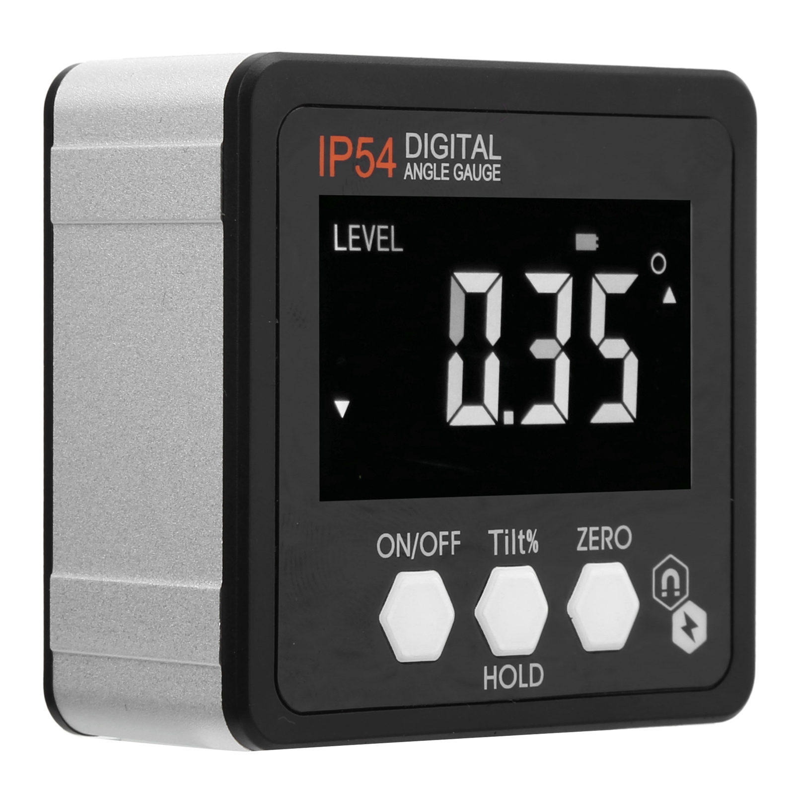 Digitaler Winkelmesser Mit Lcd-display, Neigungsmesser, Neigungsbox 4x90°, Ip54, Weiß Auf Schwarz