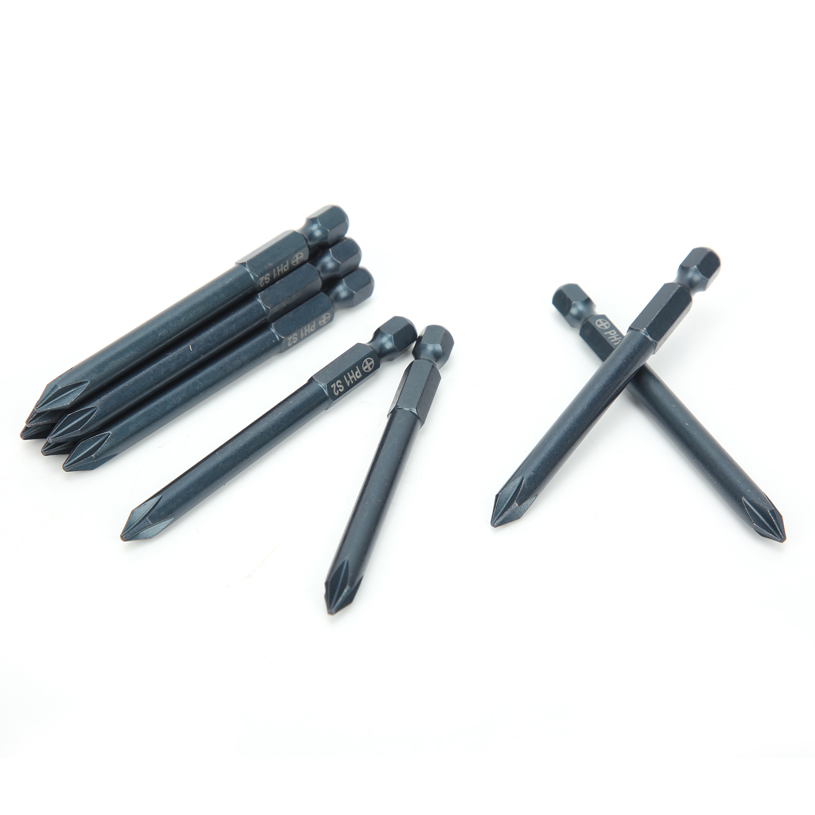 10-teiliges Set Elektrischer Schraubendreherbits Aus S2-legierungsstahl, Blau, Mit Magnetischem Zubehör, 75 X 6,3 Mm