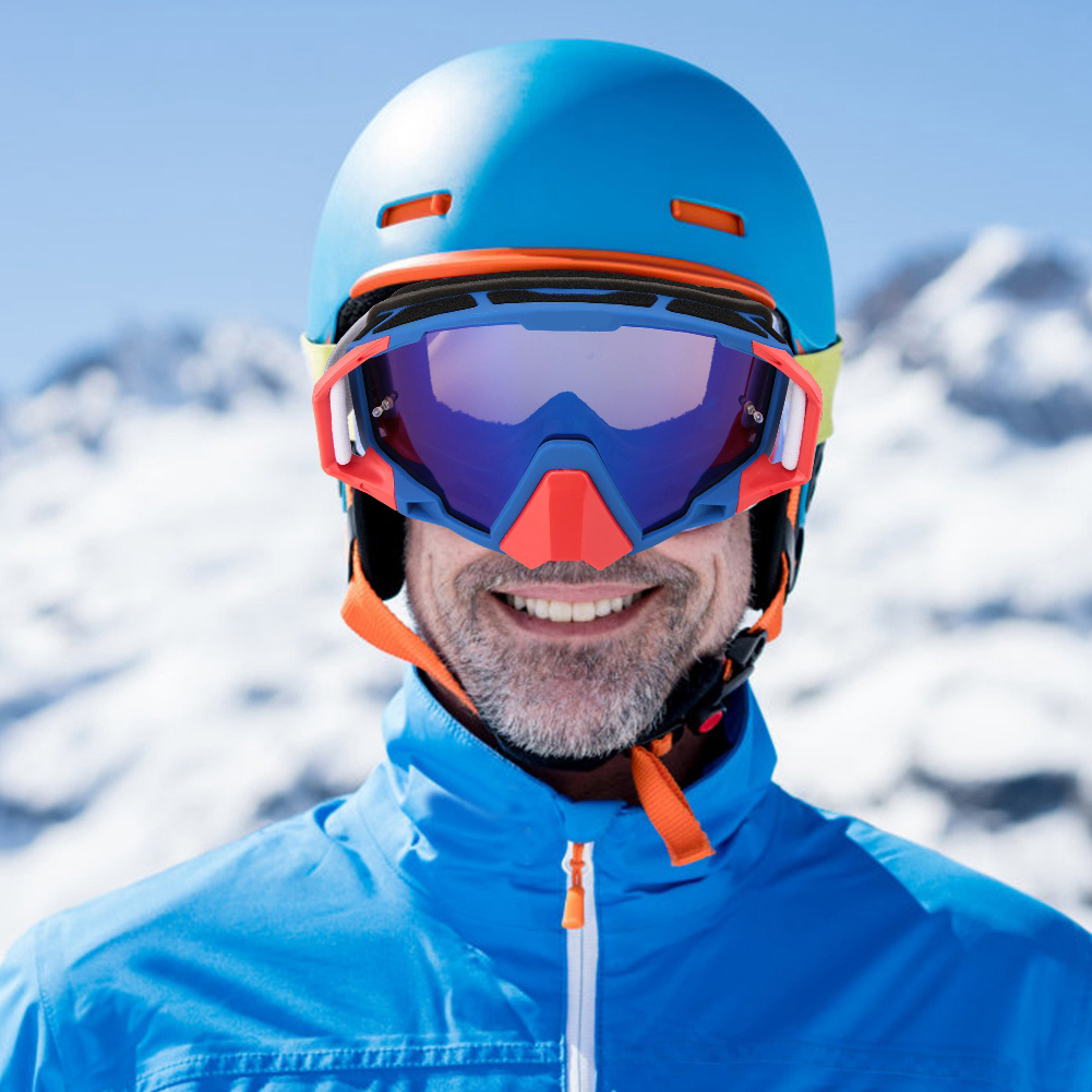 Sportliche Motorradfahrbrille Mit Antibeschlagschutz (blau & Rot)