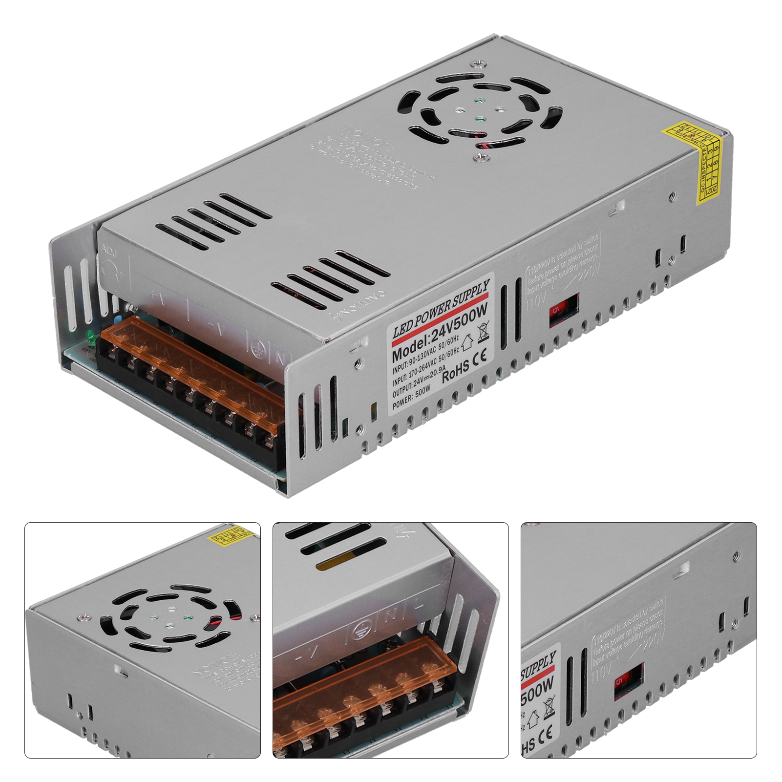 Yy-500-24 Schaltnetzteil Ac 90–264 V Auf Dc 24 V 20,9 A 500 W Für Industrielle Automatisierungs-sps-schaltschränke