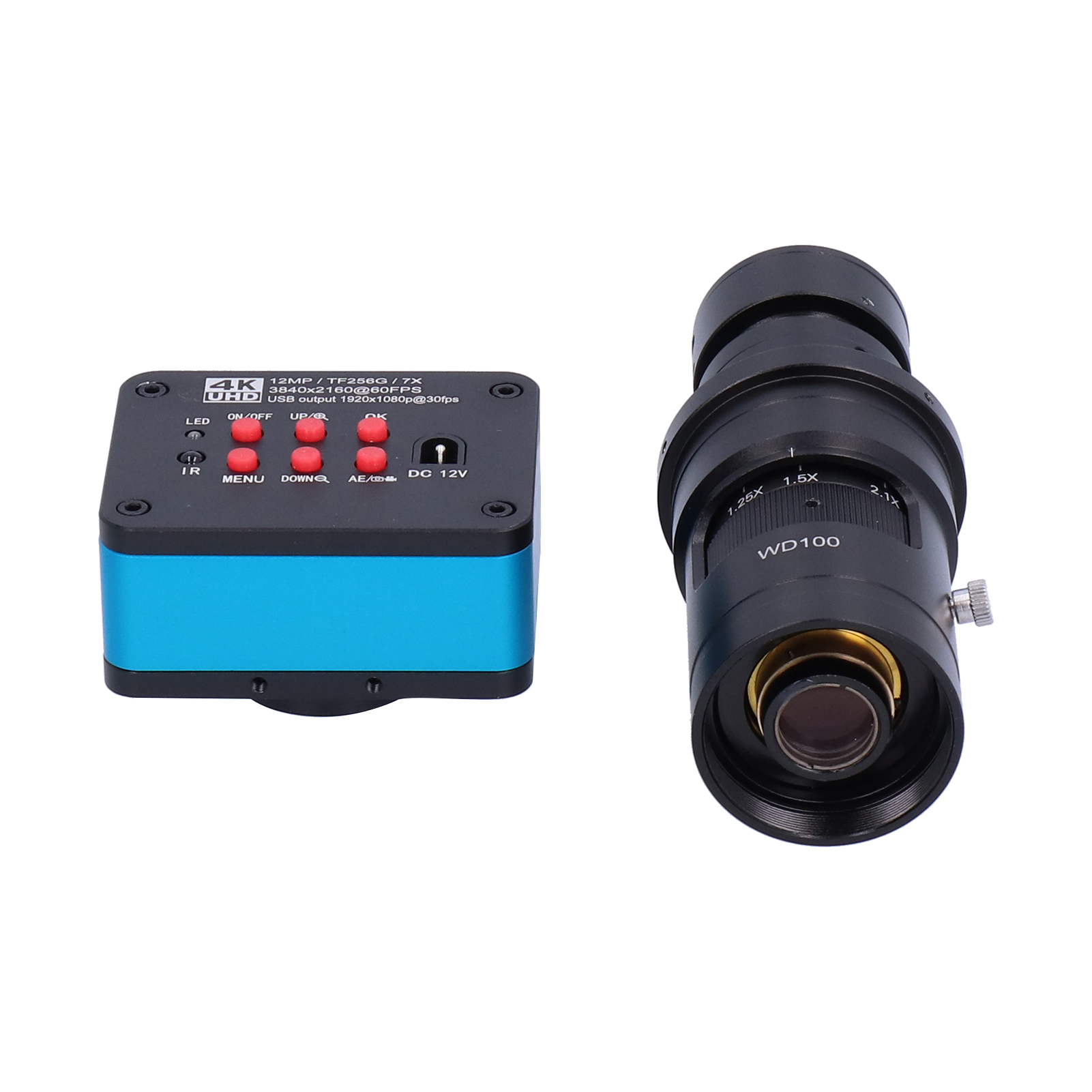 Industriemikroskopkamera Mit 4k/2k-auflösung, 12 Mp, Usb-anschluss, 200-facher Vergrößerung, C-mount-objektiv, 144-led-ringlicht, 100–240 V Ac (eu)