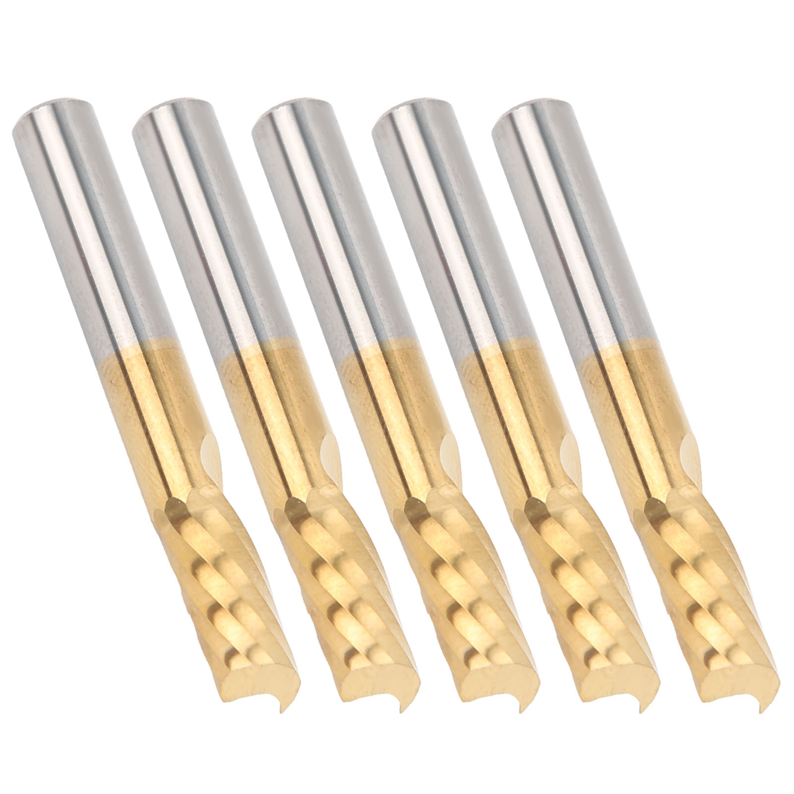 5-teiliges Set Schaftfräser, Titanbeschichtet, 1-schneidig, Cnc-spiralfräser, Hss-fräser, 6 X 12 X 50 Mm