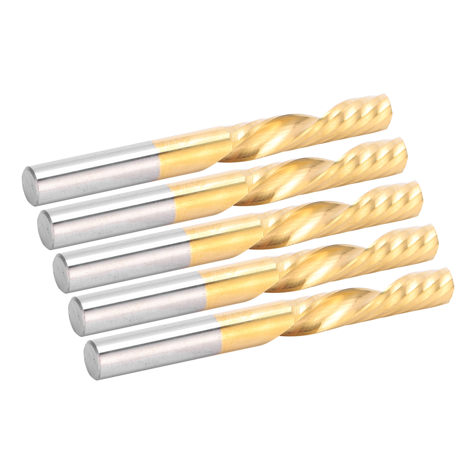 5-teiliges Set Spiralfräser Aus Hss (hochleistungs-schnellstahl) Für Cnc-bearbeitung, 6 X 28 X 60 Mm