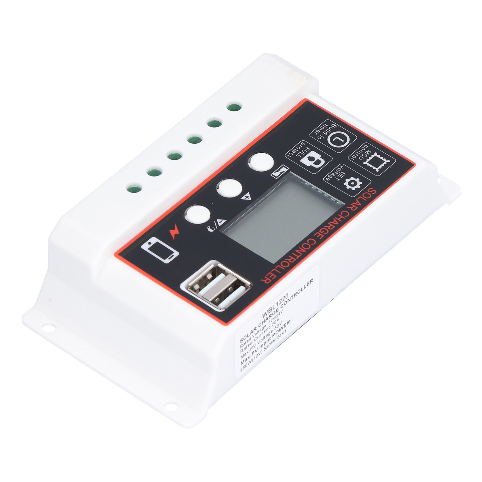 Batterie-solar-laderegler, Lithium-laderegler, Einfache Schutzfunktion, Photovoltaik-laderegler, 20 A