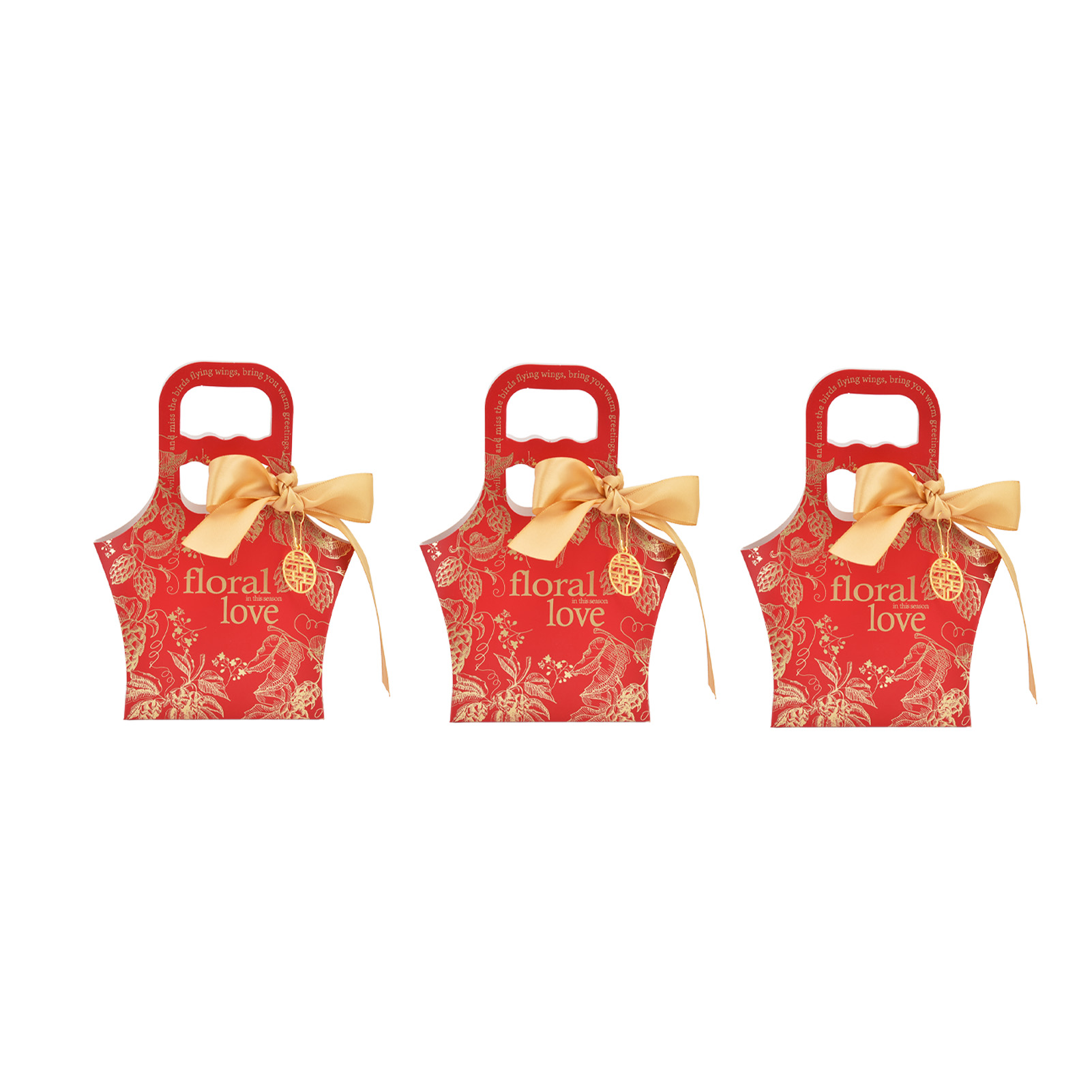 50er-set Innovative Bonbonbox-papiertüten Mit Bändern Für Weihnachtsfeiern, Geburtstage Und Hochzeiten. Retro-karmesinrot Mit Goldenem Band.