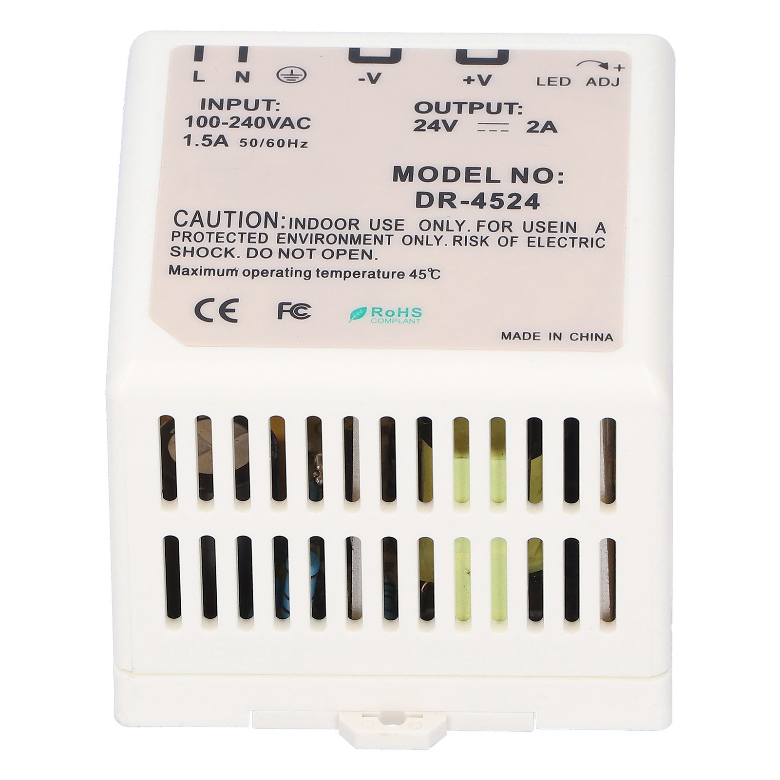 Din-schienen-netzteil Mit Led-schaltung, Einstellbar Und Geregelt Für Schaltschränke Dr-45-24