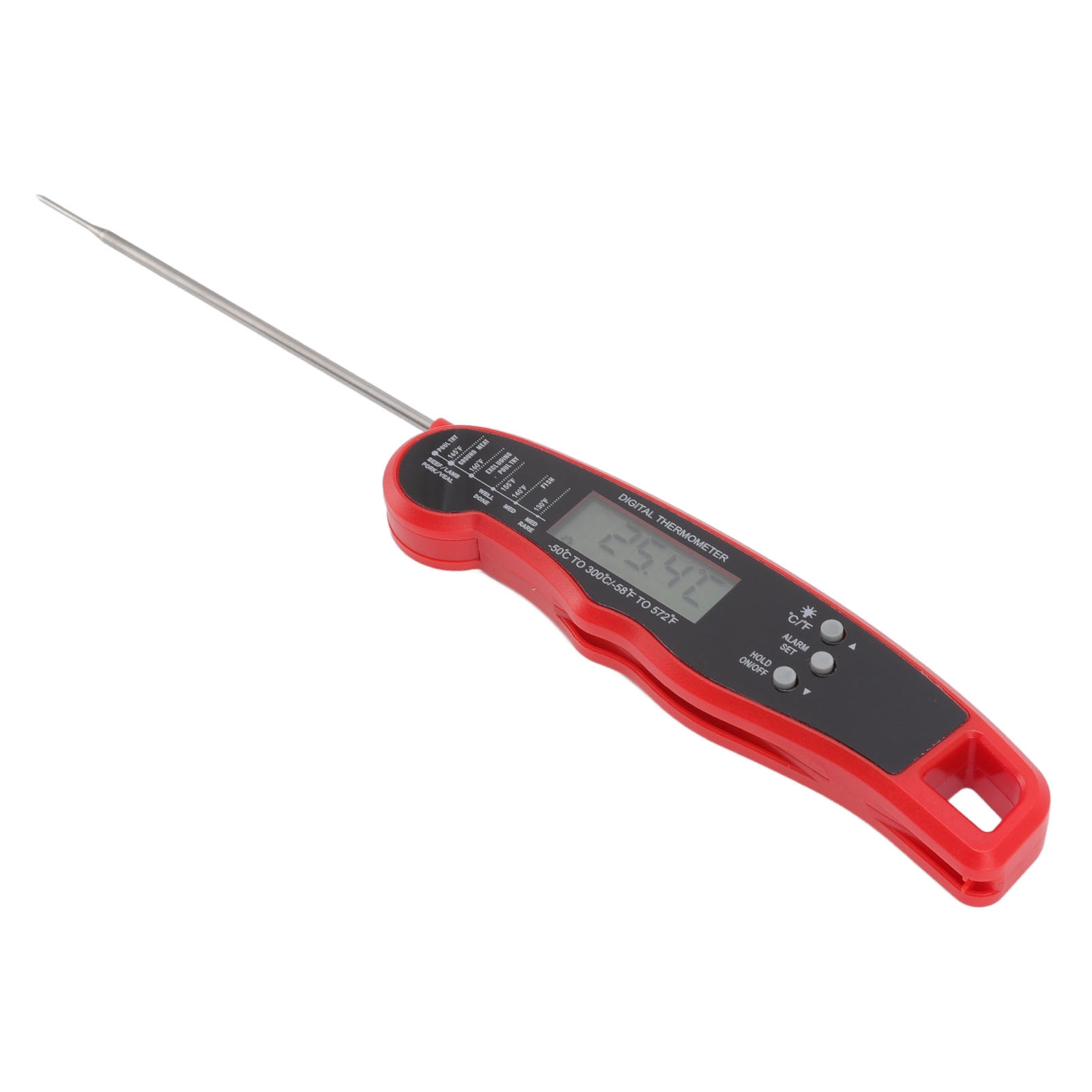 Multifunktionales Fleischthermometer Mit Mehreren Nadeln, Wasserdicht, Sofortanzeige, Zum Kochen, Grillen Und Barbecue (rot).