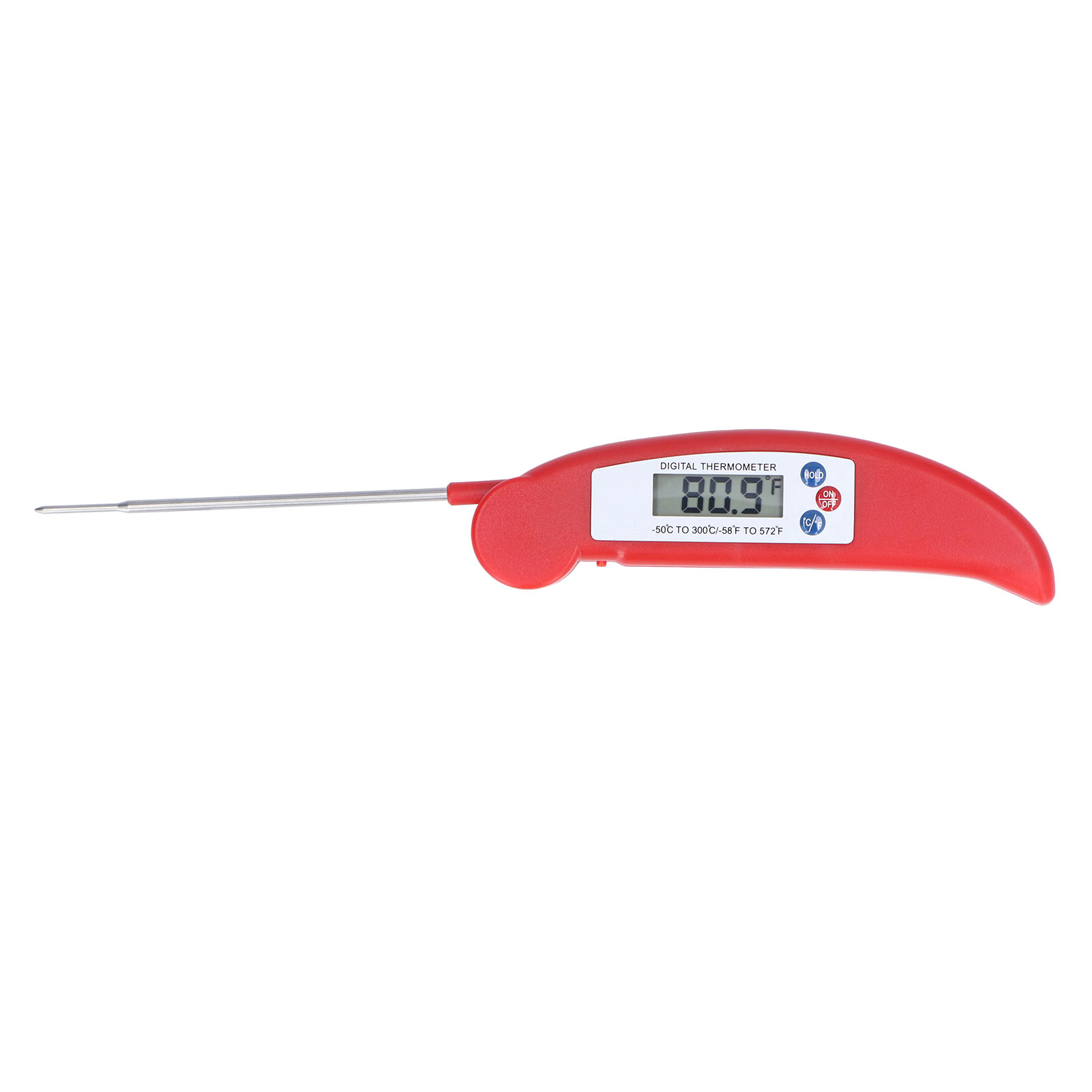 Schnelles Digitales Lebensmittelthermometer Mit Faltbarer Sonde Zum Kochen, Zur Messung Der Temperatur Von (rotem) Fleisch.