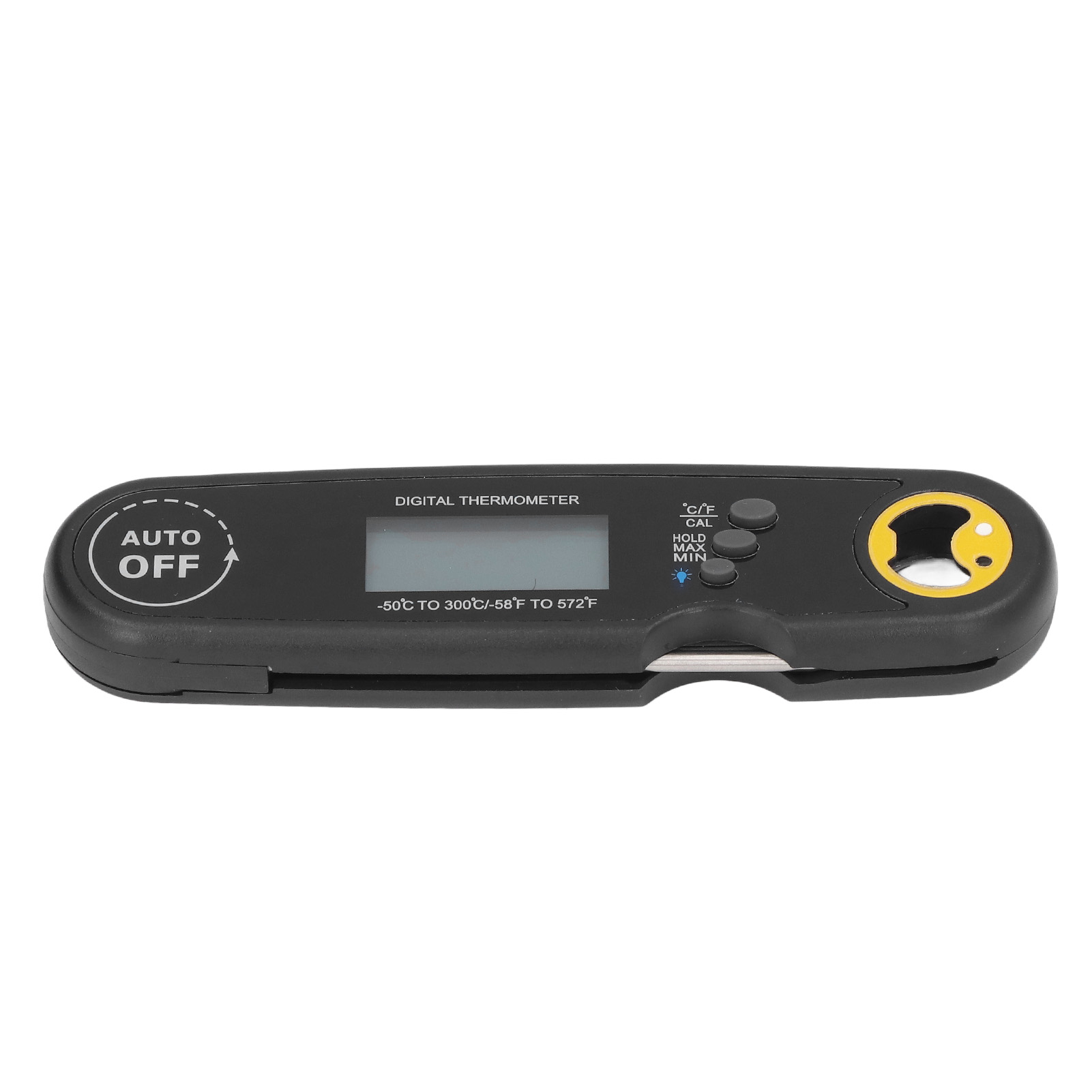 Faltbares, Wasserdichtes, Elektrisches Lebensmittelthermometer Mit Sonde Für Fleisch, Schnelle Temperaturmessung, Ideal Zum Grillen, Schwarz.