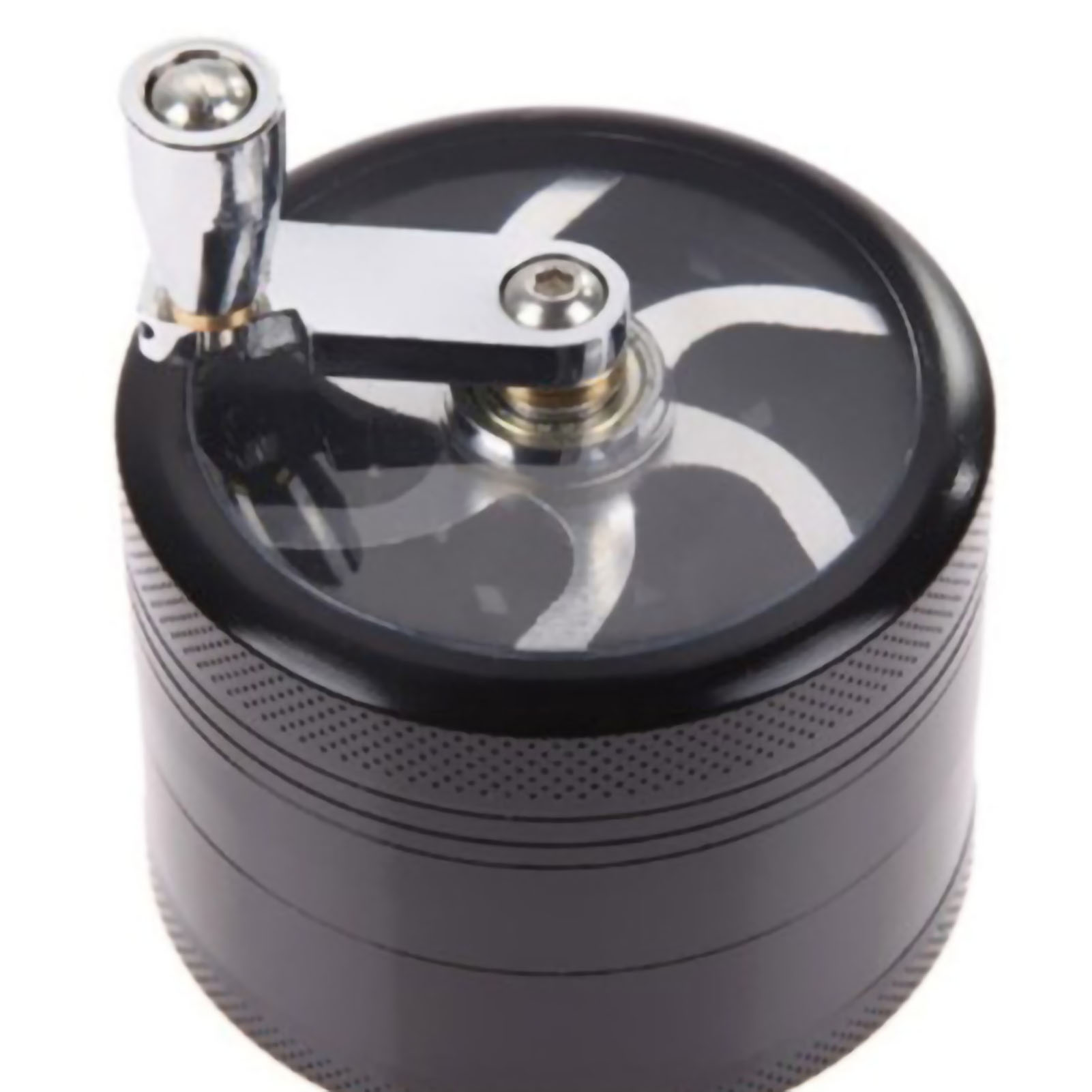 Mini-gewürzmühle (40 Mm) Mit 4 Lagen, Handkurbel, Aus Metall (zinklegierung), Schwarz