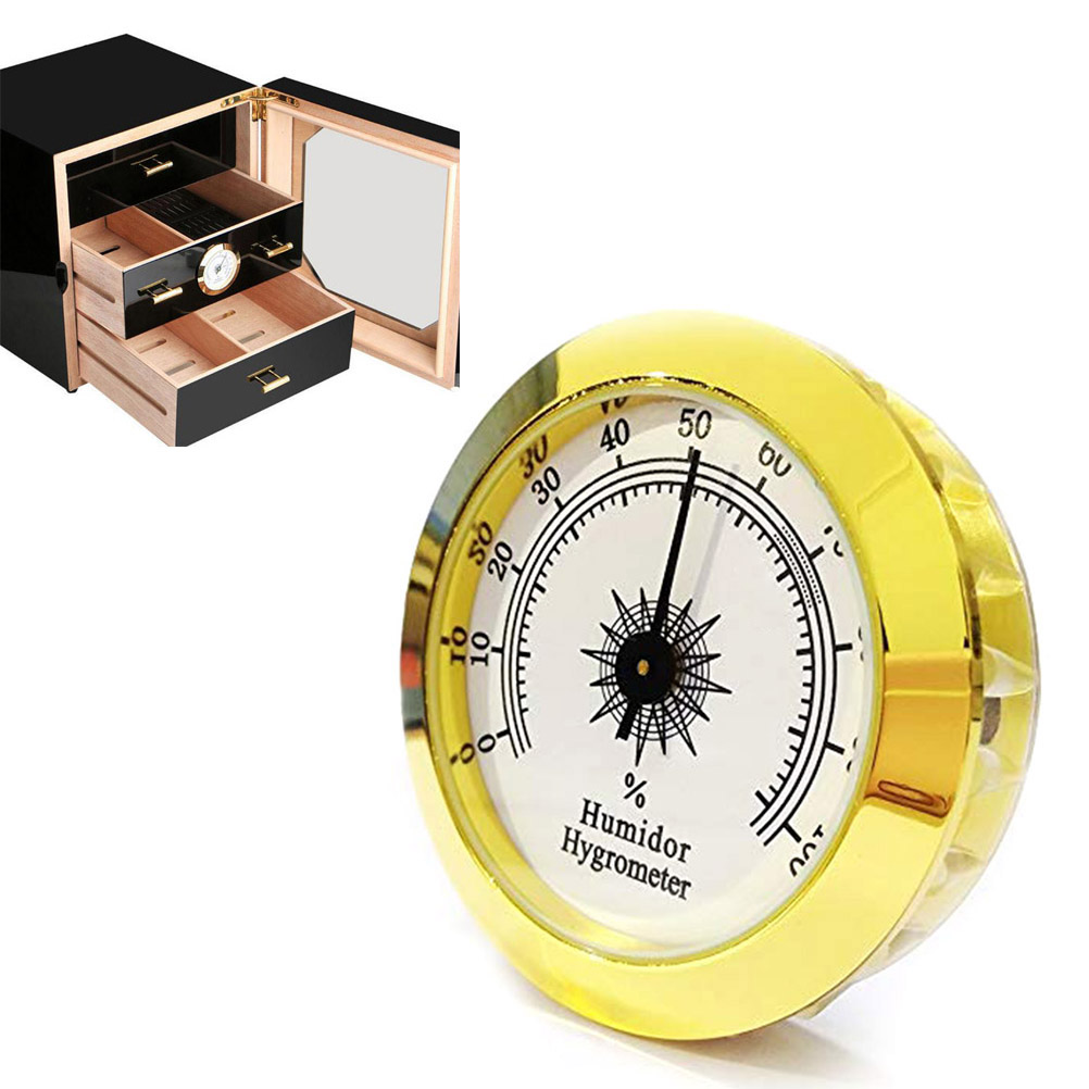 1 Stück Rundes Analoges Hygrometer Für Humidore, Goldfarben, Für Gitarren, Violinen, Zigarren Und Tabakdosen