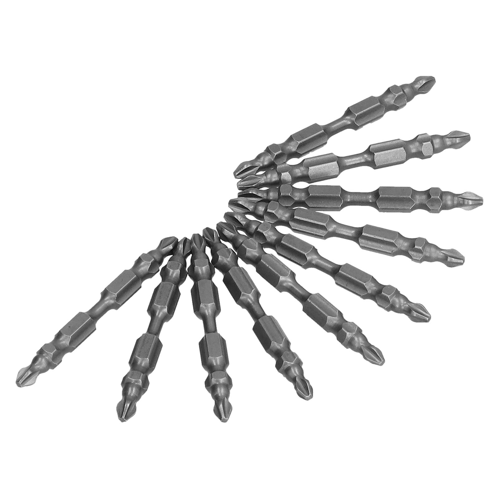 10-teiliges Schraubendreher-bit-set Mit Doppelseitigem Sechskantschaft, Magnetischem Kreuz Und Metallschaft