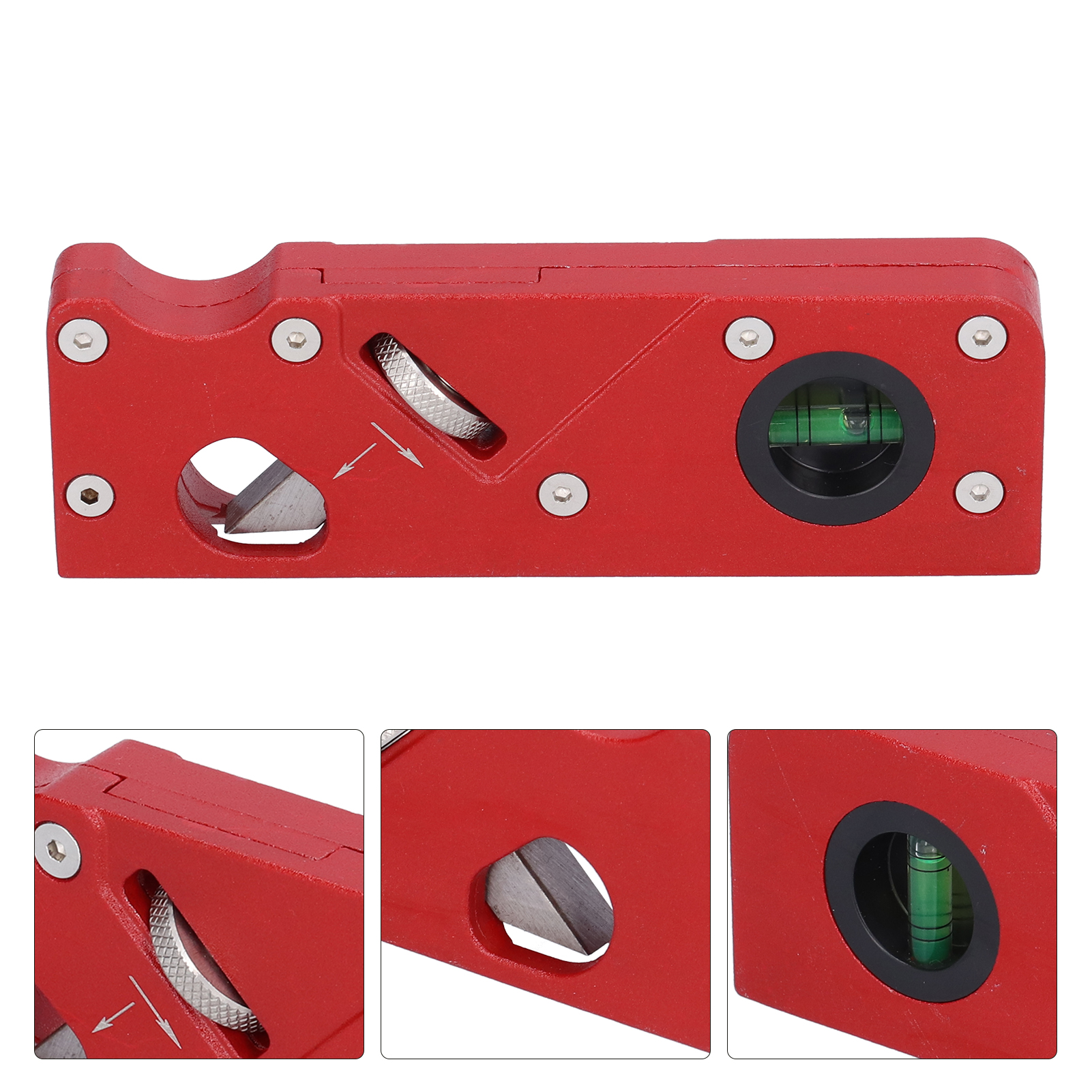 Fasenhobel, 15,5 X 2,5 X 5,4 Cm, Klinge Aus Kohlenstoffstahl, Rot, Mit Schraubenschlüssel Und Verstellbarem Knopf