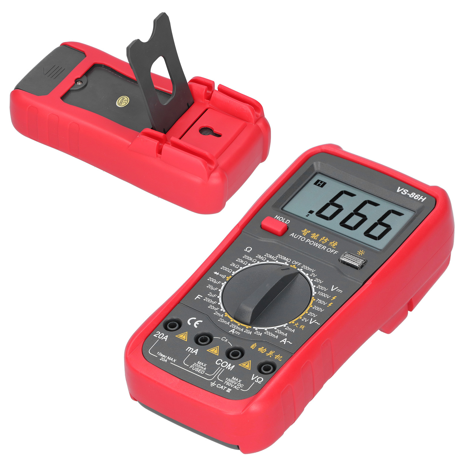 Digitales Multimeter Für Wechsel- Und Gleichspannung, Strom, Temperatur, Frequenz Und Stromführende Leitungen (vs-86h)