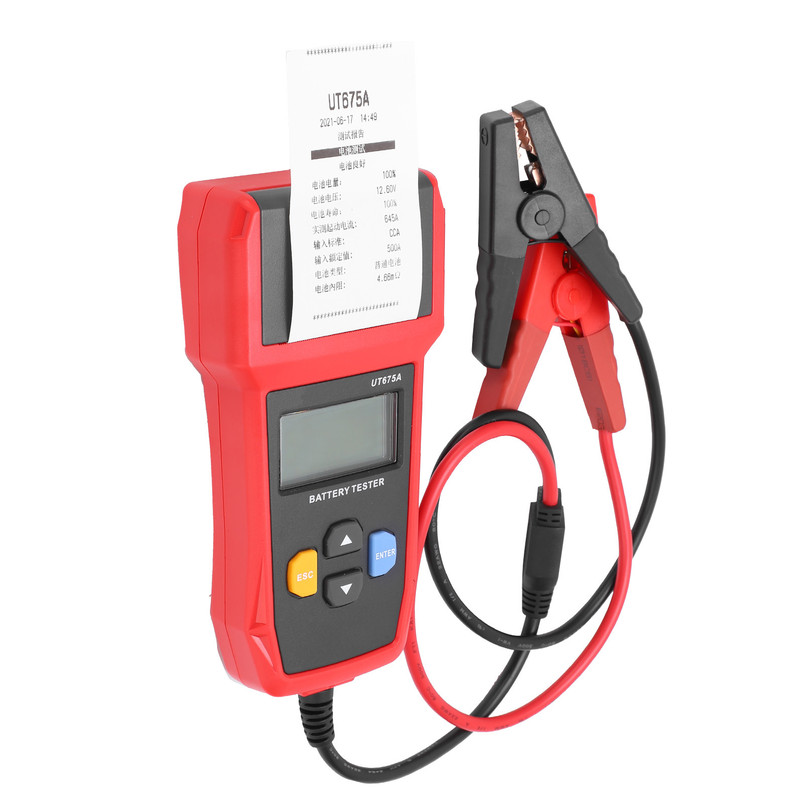 Ut675a Autobatterietester, Digitaler Batterieanzeiger Mit Druckfunktion Und Restwelligkeitstest Für Die Prüfung Von Autobatterien