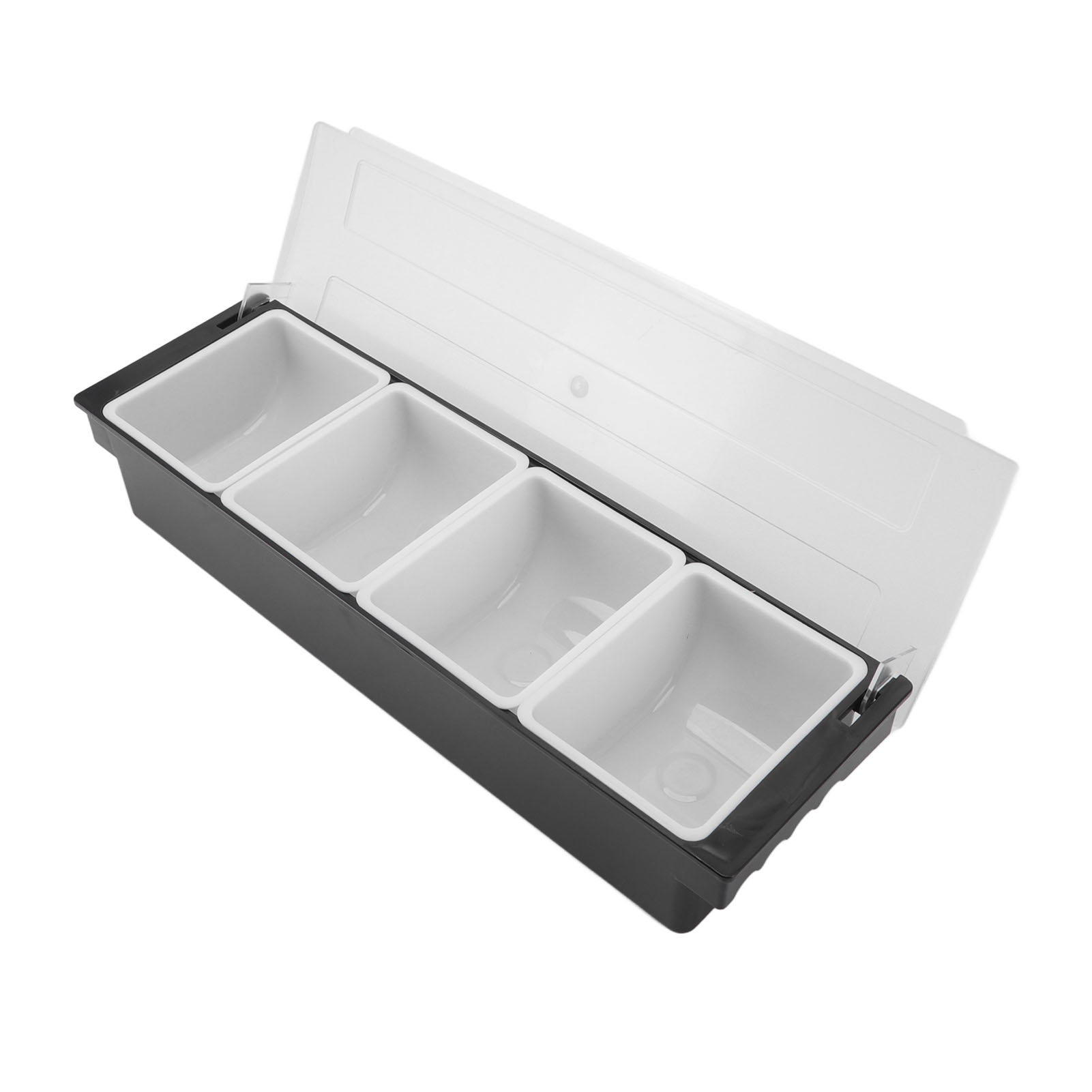 Multifunktionale Gewürzbox Aus Robustem Kunststoff Mit Transparentem Deckel Und Abnehmbarem Einsatz, Ideal Für Obst, Gemüse Und Gewürze. 4 Fächer.