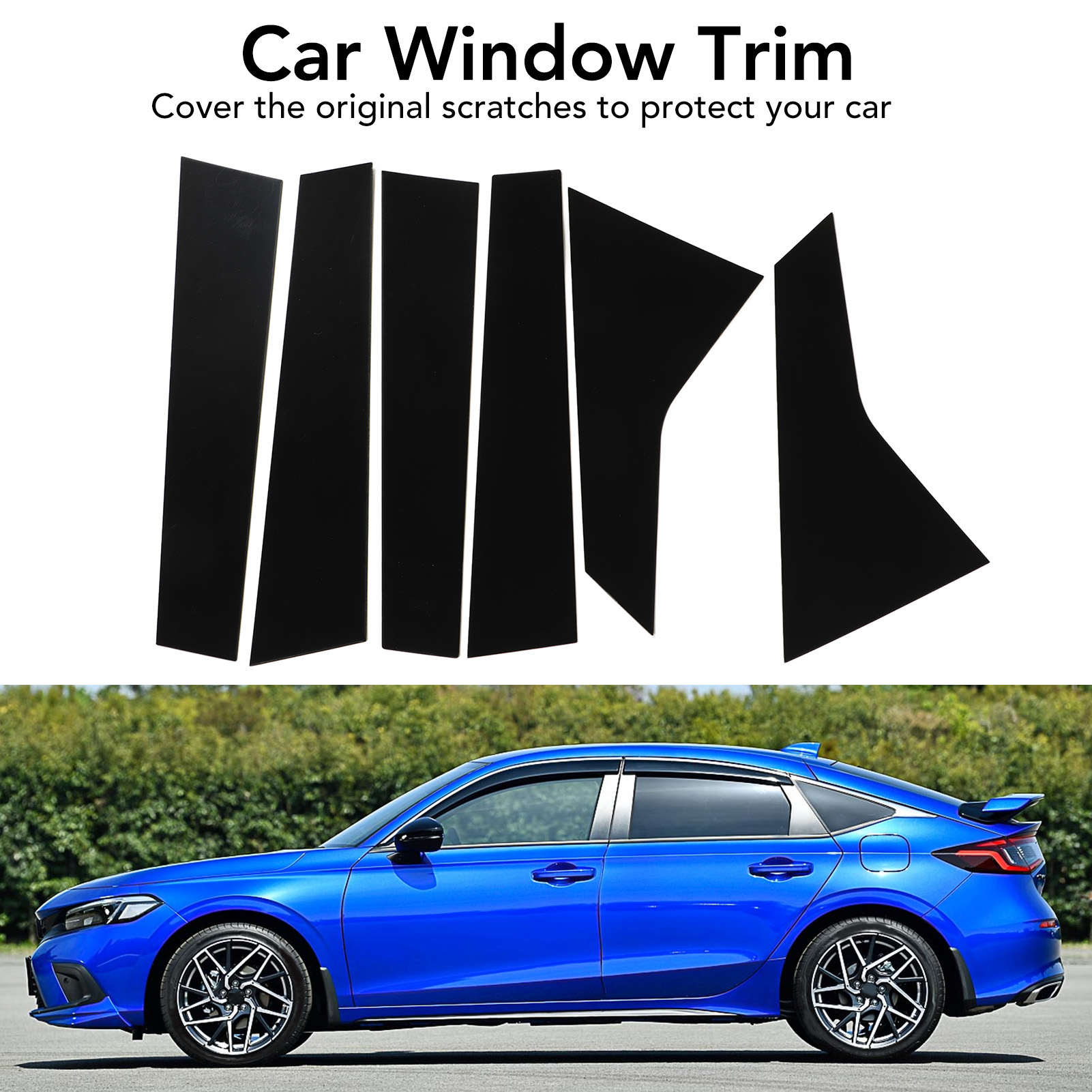 6 Stück Autofensterleisten, Glänzend Schwarz, Leicht, Glatte Oberfläche, Fensterstreifen-aufkleber Als Ersatz Für Honda Civic 2022