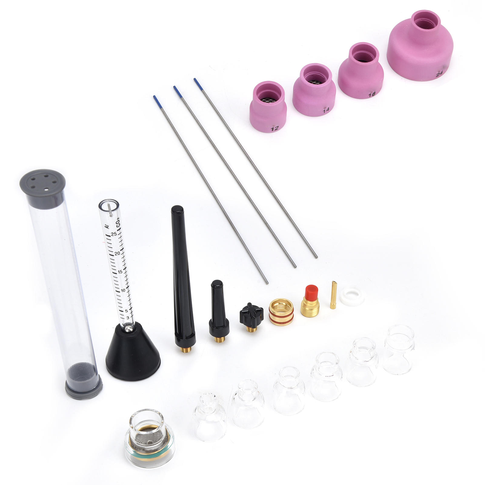 Argon-lichtbogenschweißdüsen-set Mit Gasdurchflussmesser, Wolframnadel-dichtungsring 1,6 Mm Für Wp‑9/20