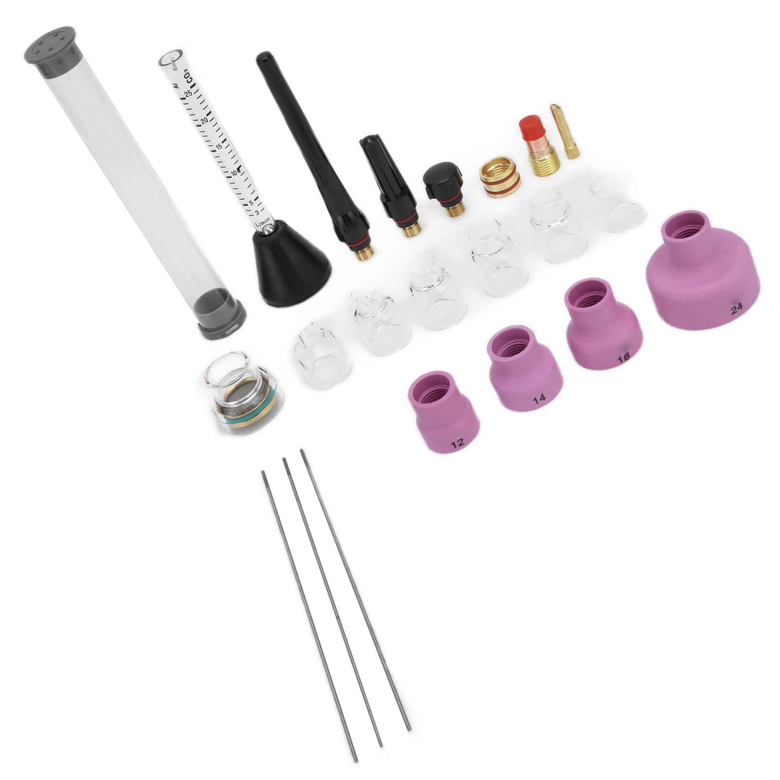 Argon-lichtbogenschweißdüsen-set Mit Gasdurchflussmesser, Wolframnadel-dichtungsring 1,6 Mm Für Wp‑17/18/26