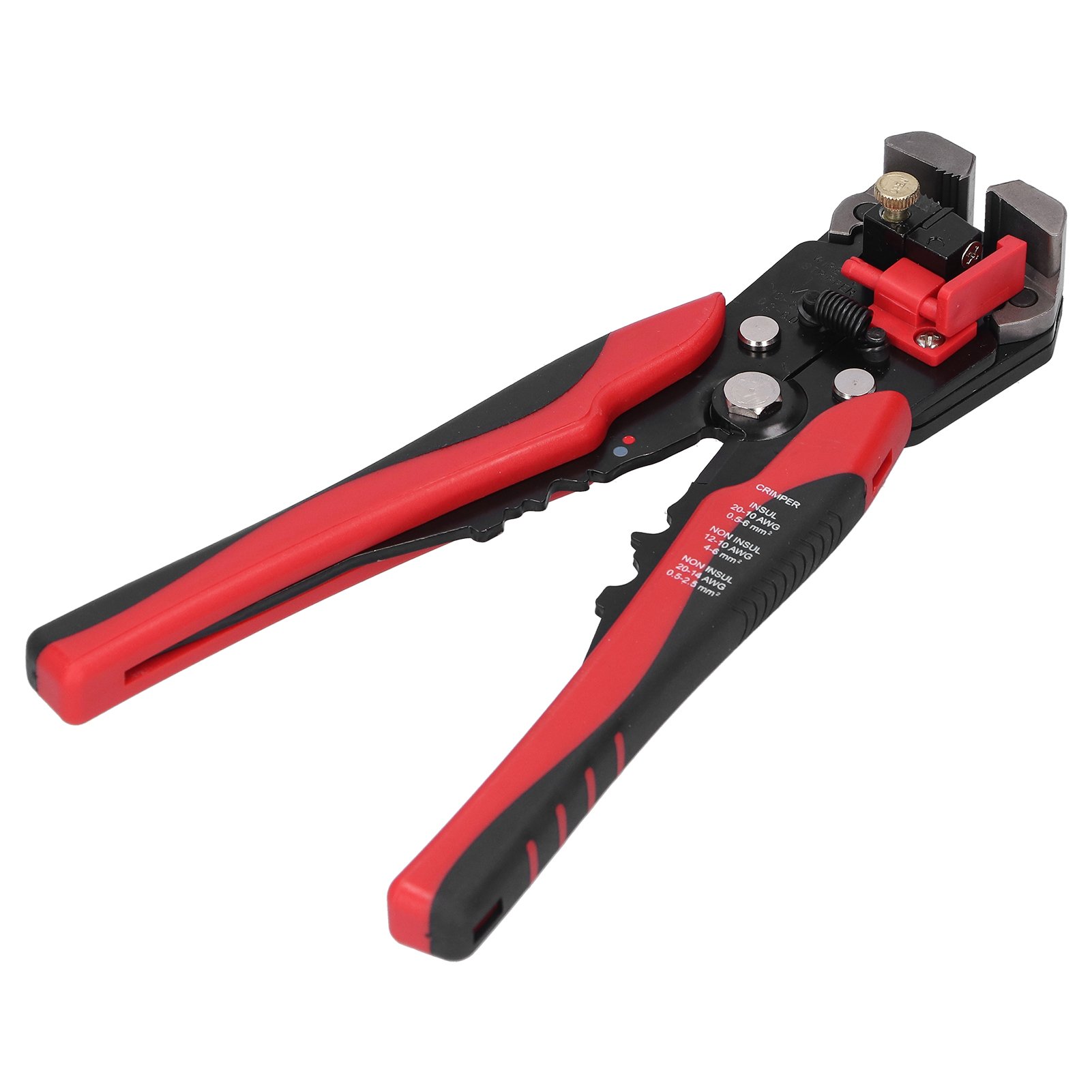 3-in-1-crimpzange, Abisolierzange Und Schneidzange, Ergonomischer Crimper Für Aderquerschnitte Von 0,2–6,0 Mm², Roter Griff