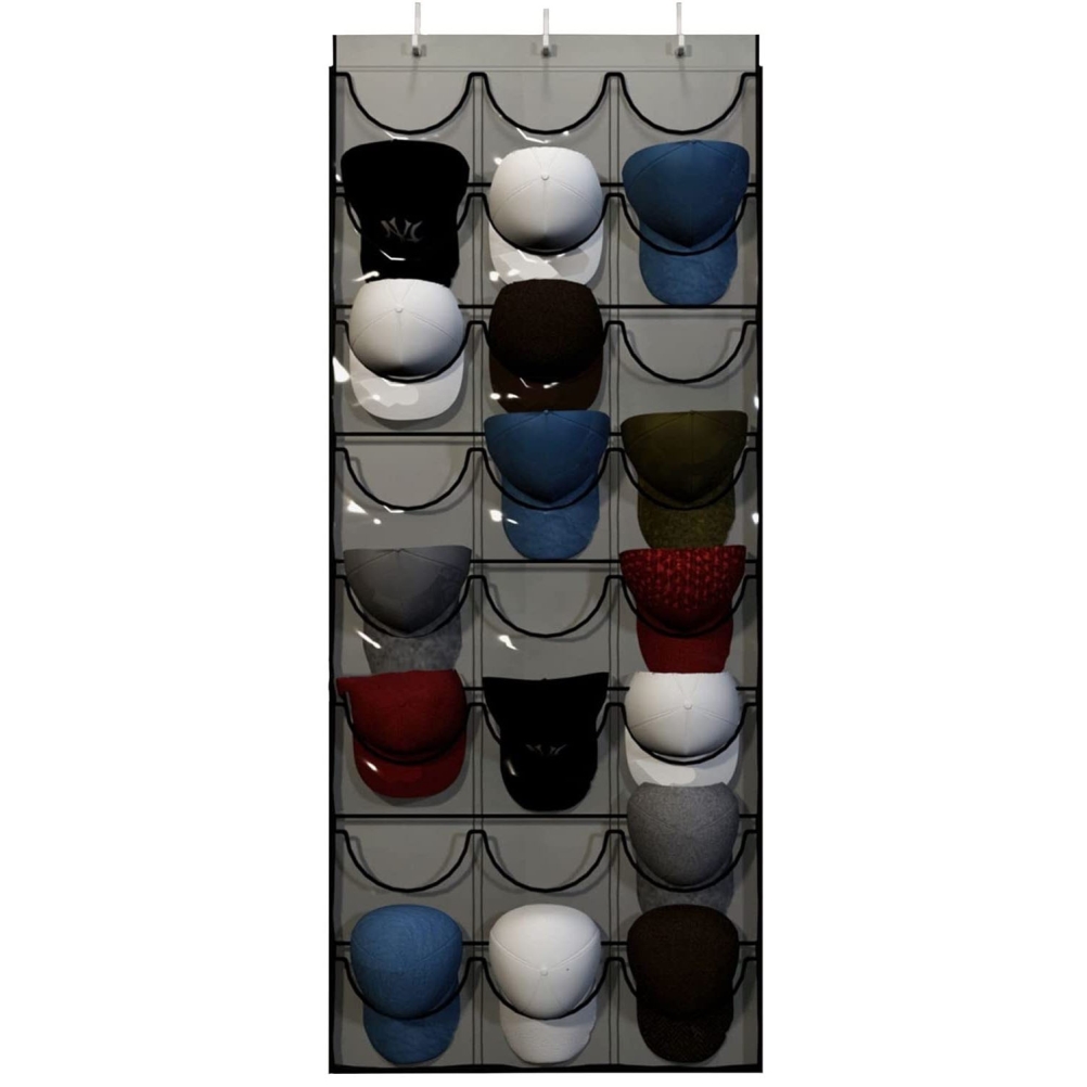 Hutablage Mit 24 Taschen, Ideal Als Organizer Für Baseballkappen Und Zur Aufbewahrung An Der Schrankwand.