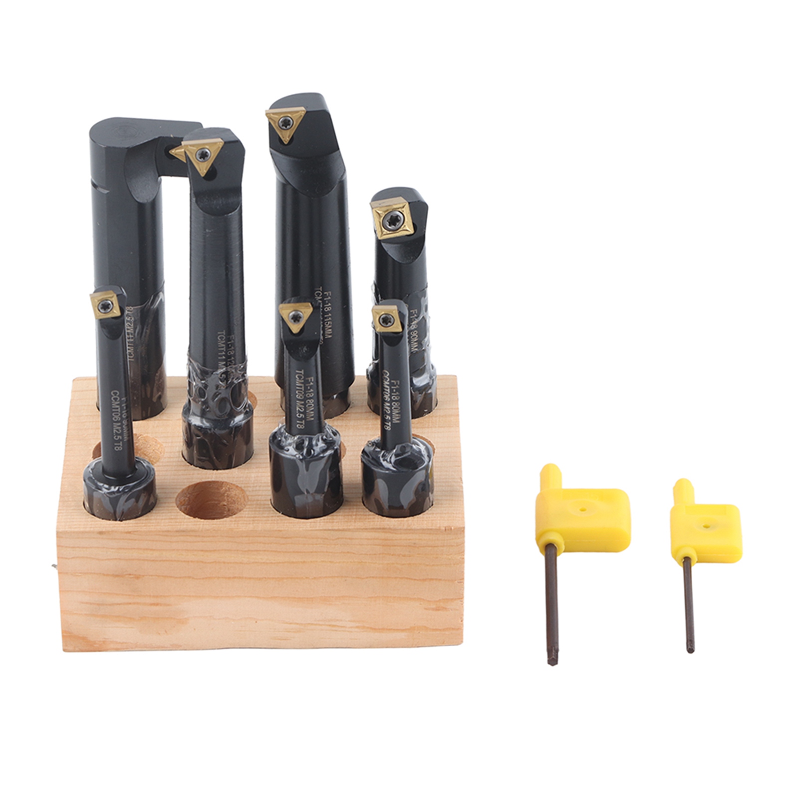 7-teiliges Set Mit Bohrwerkzeugen, 18 Mm Rundschaft, Wendeschneidplatten Und Hartmetall-drehstangenhaltern F1-18
