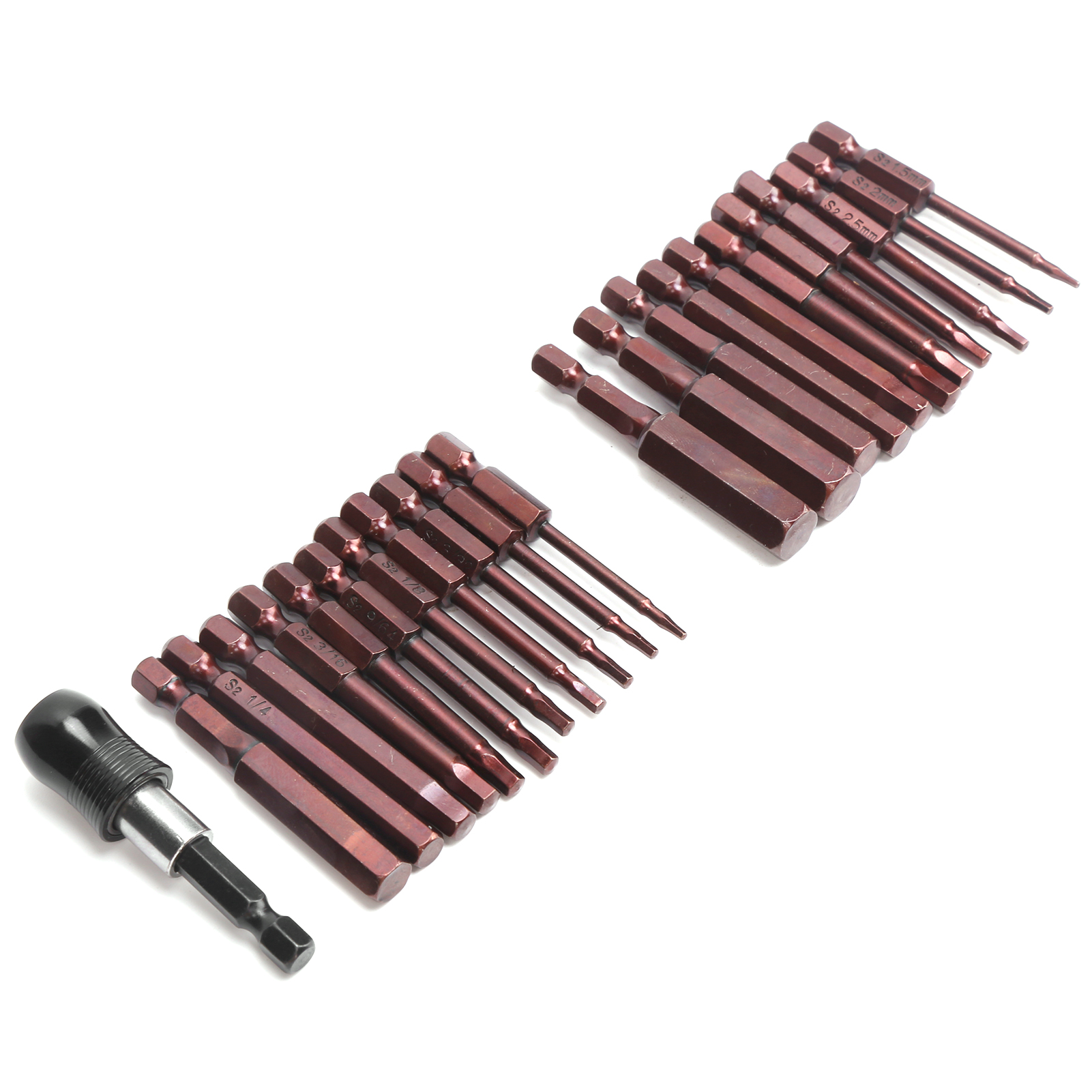 23-teiliges Schraubendreher-bit-set, Sechskant 60 Mm, S2, Rot, Hochpräzisions-werkzeugset Mit 2 Kopfstücken