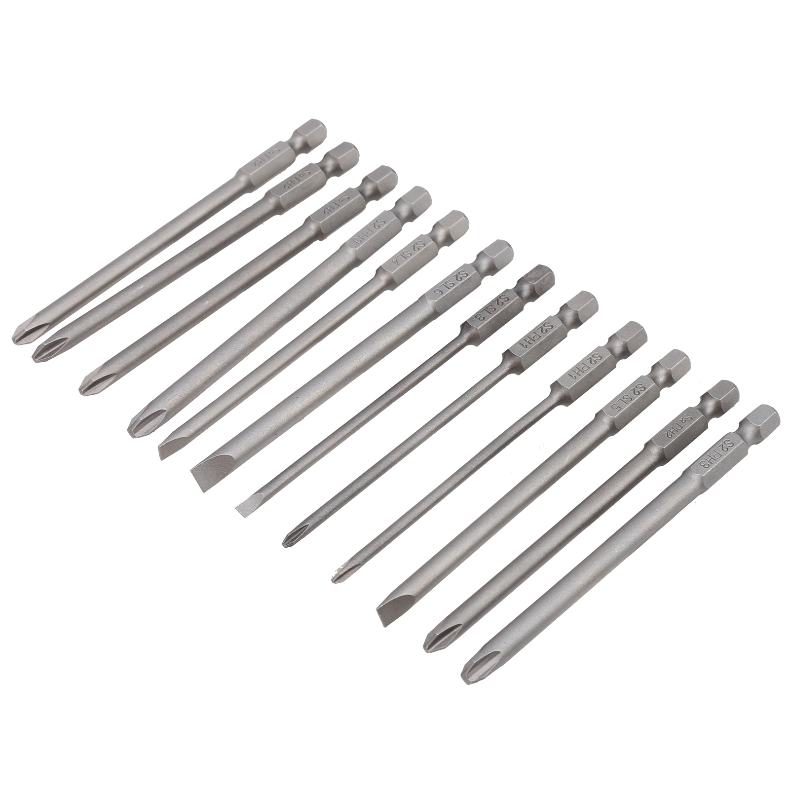 12-teiliges Schraubendreher-bit-set, Schlitz, Kreuzschlitz, 100 Mm, Legierter Stahl S2, Hochpräzises Werkzeugset