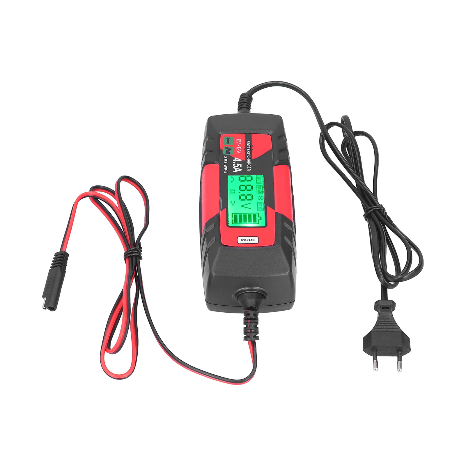 Intelligentes Automatisches Autobatterieladegerät (6v/12v) Mit Lcd-display, Sm3‑wp‑5eu-stecker (220–240 V)