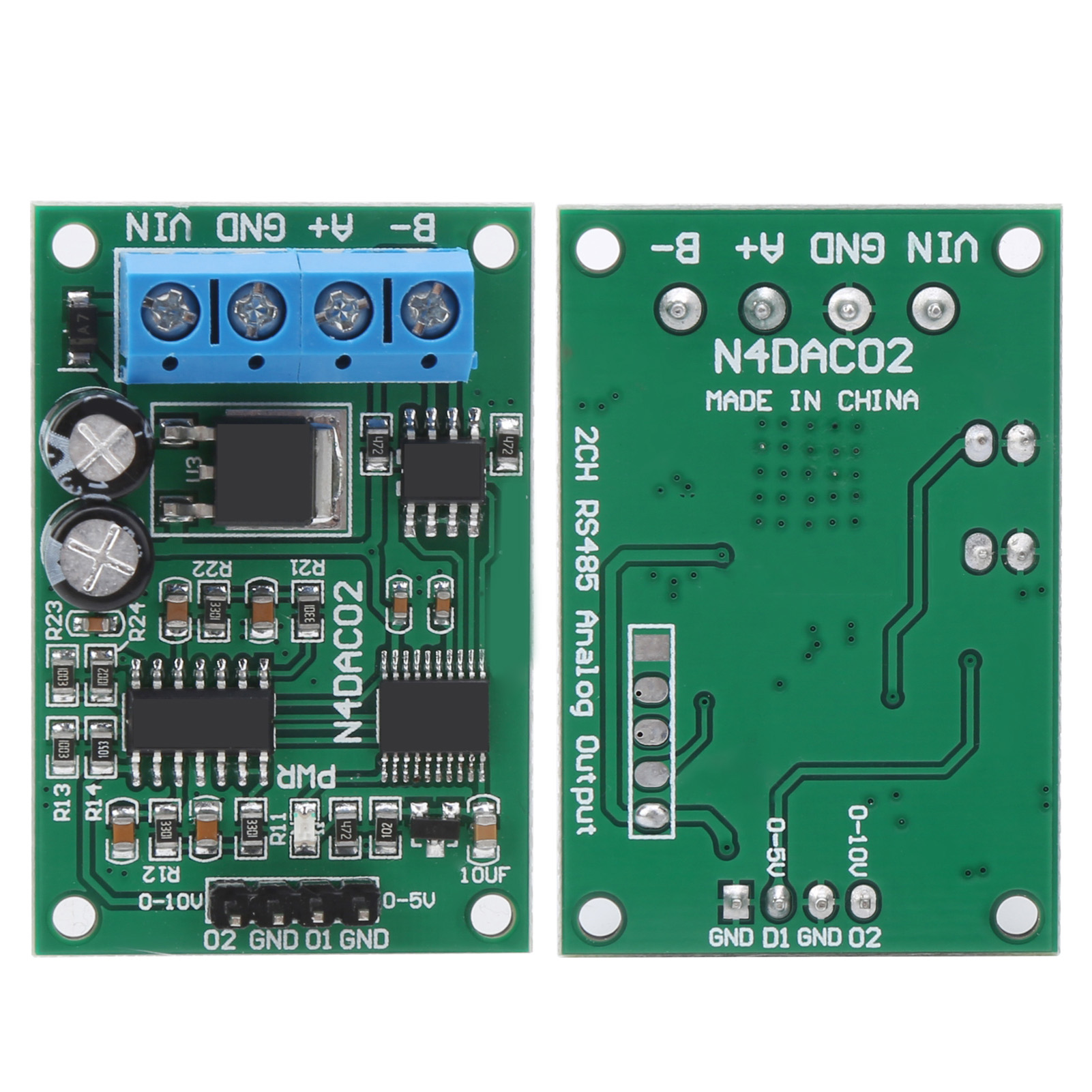 N4daco2 Dc 12v 2ch Dac-modul 0‐5v 0‐10v Pwm Zu Spannungs-analogwandler Rs485 Rtu-platine
