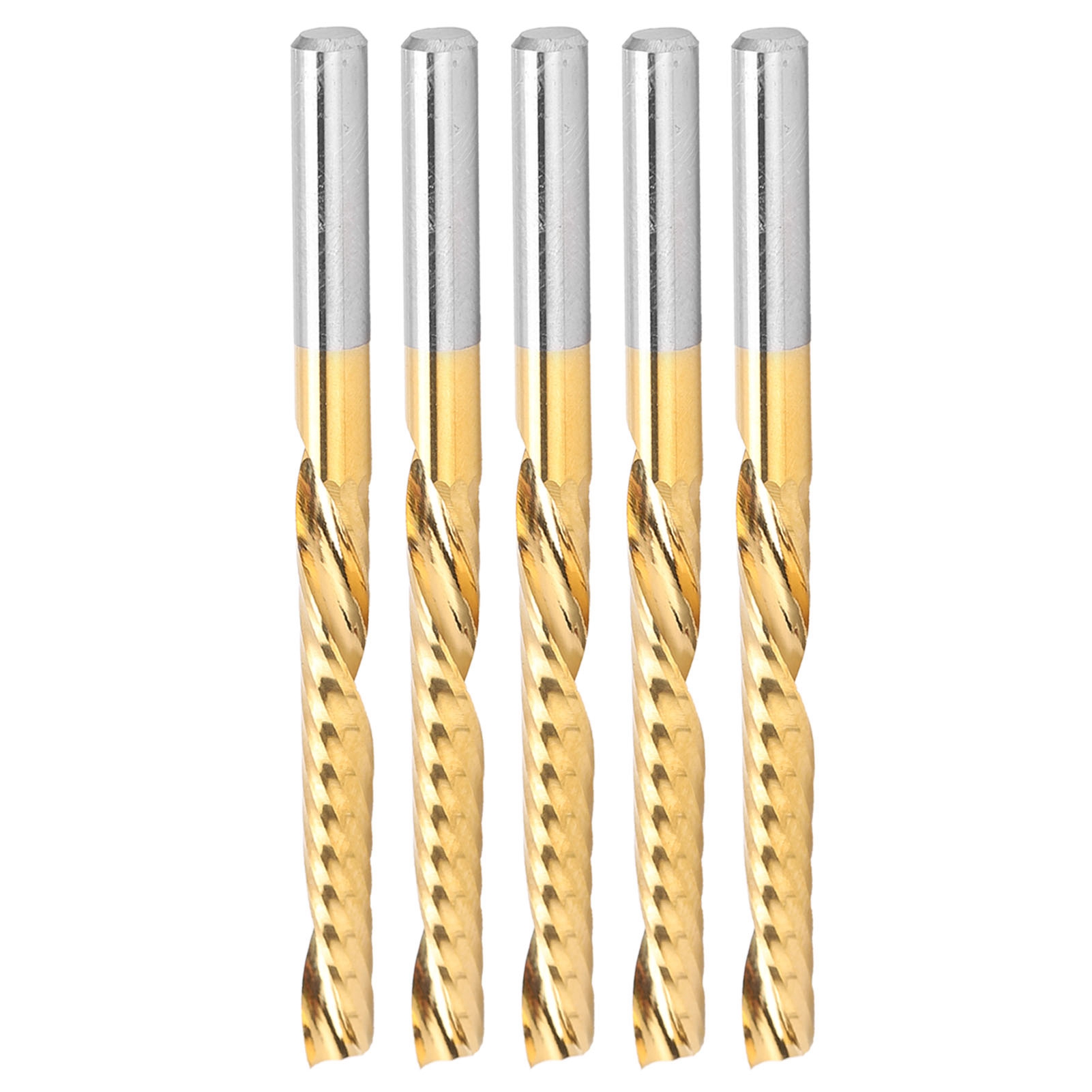 5 Stück Spiral-schaftfräser, Einschneidig, Metrisch 4x32x55 Mm, Aus Hss Mit Titanbeschichtung An Den Spitzen
