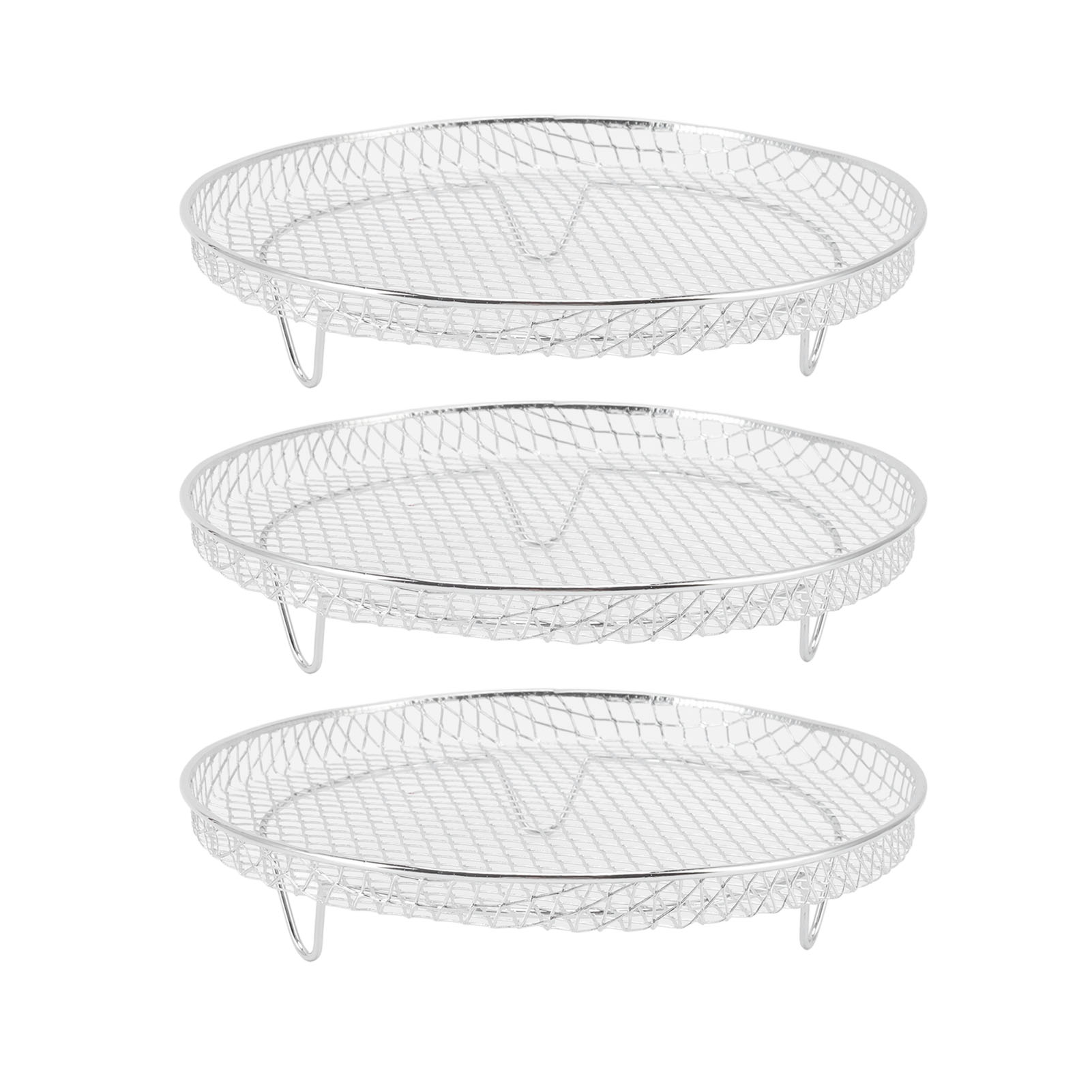 Set Aus 3 Stapelbaren Dörrgittern Aus Lebensmittelechtem Edelstahl Für Heißluftfritteusen, Ideal Für Obst Und Fleisch.