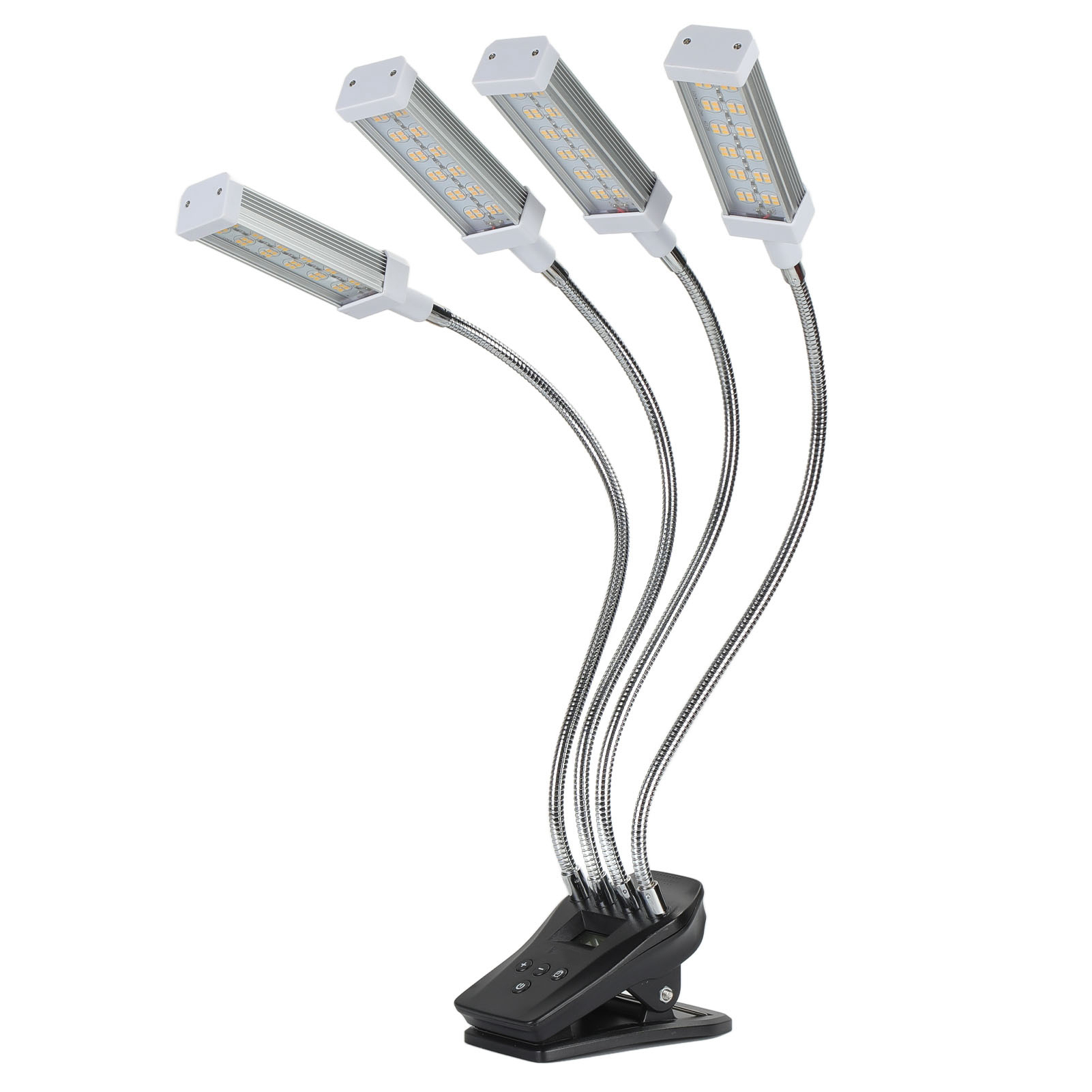 96-w-gartenpflanzenlampe Mit 4 Leuchtenköpfen, Lcd-display, Mehreren Dimmstufen, Vollspektrum, 100–240 V, Silberner Eu-stecker